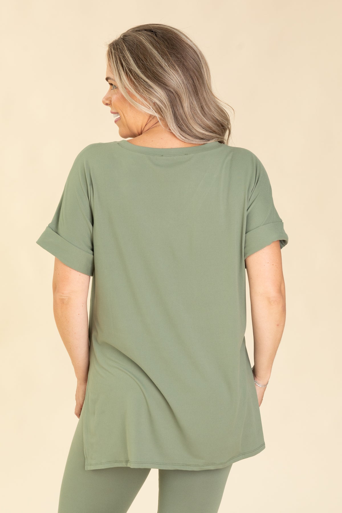 V-Neck Short Sleeve Top And Leggings Sets