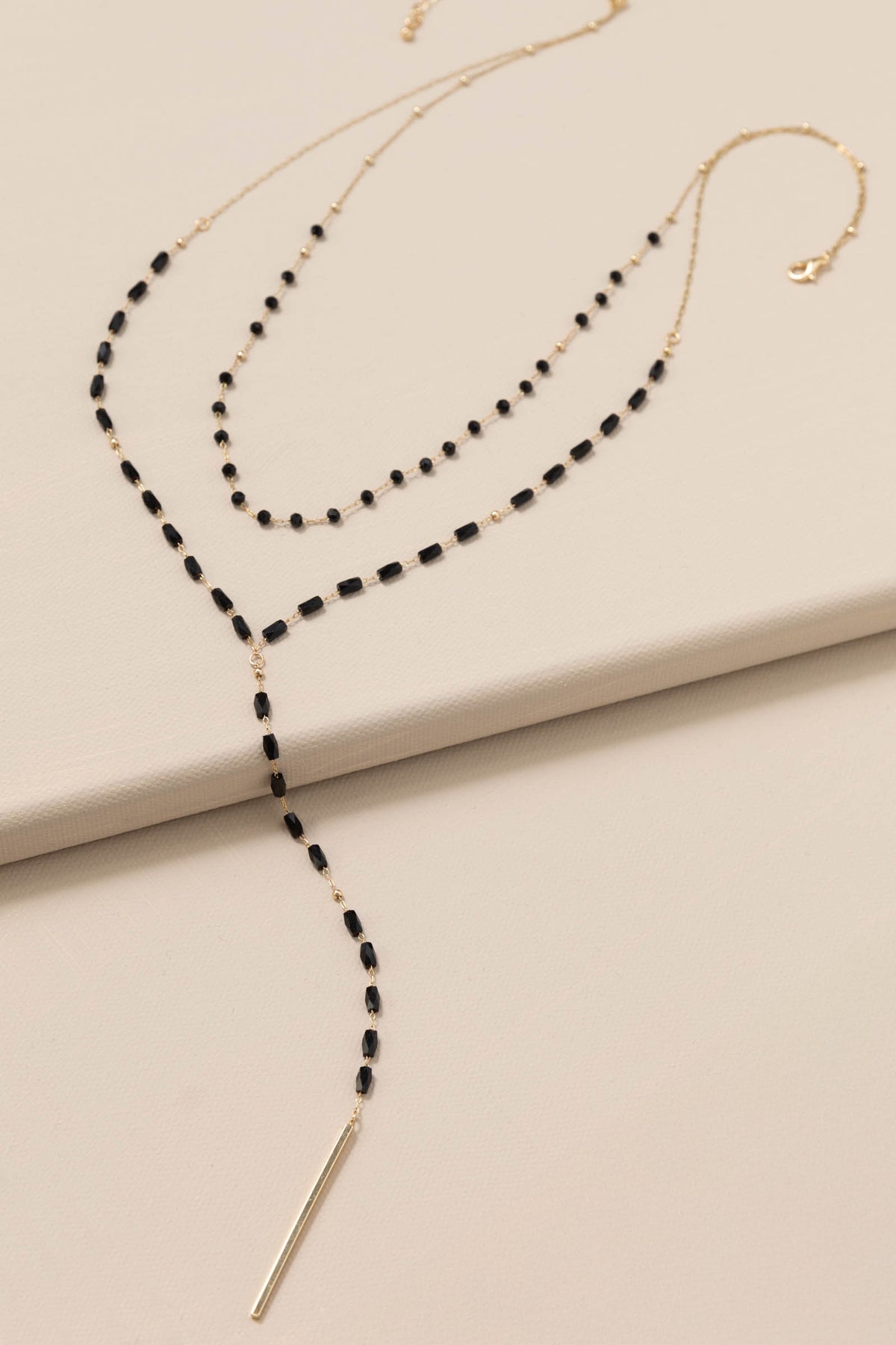 Evie's Layered Y Necklace with Glass Beads