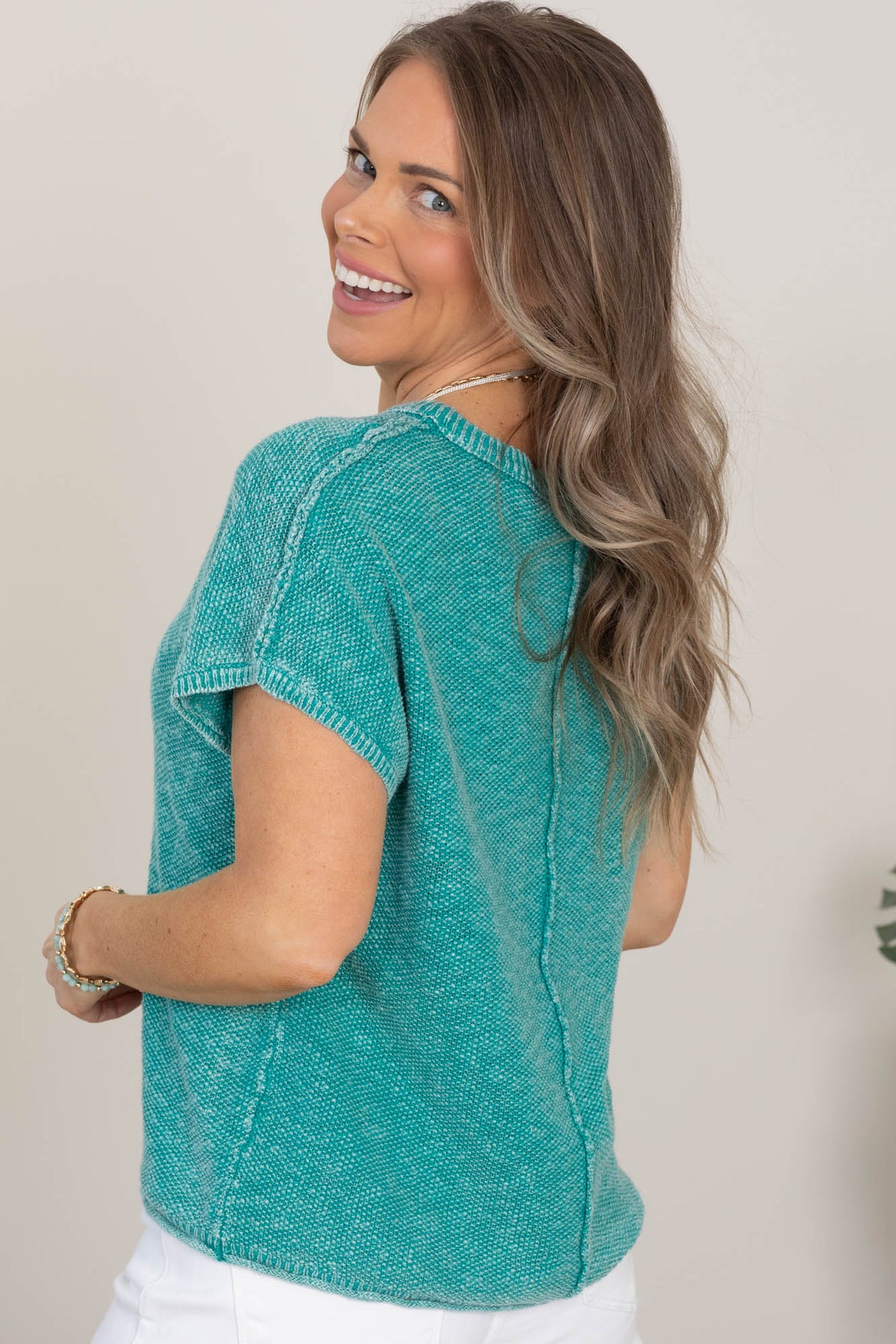 Mineral Washed Knit Casual Sweater Tops
