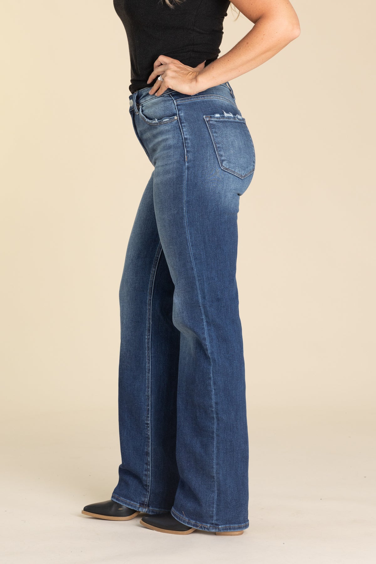 Risen Dark Wash High Rise Straight Jeans
