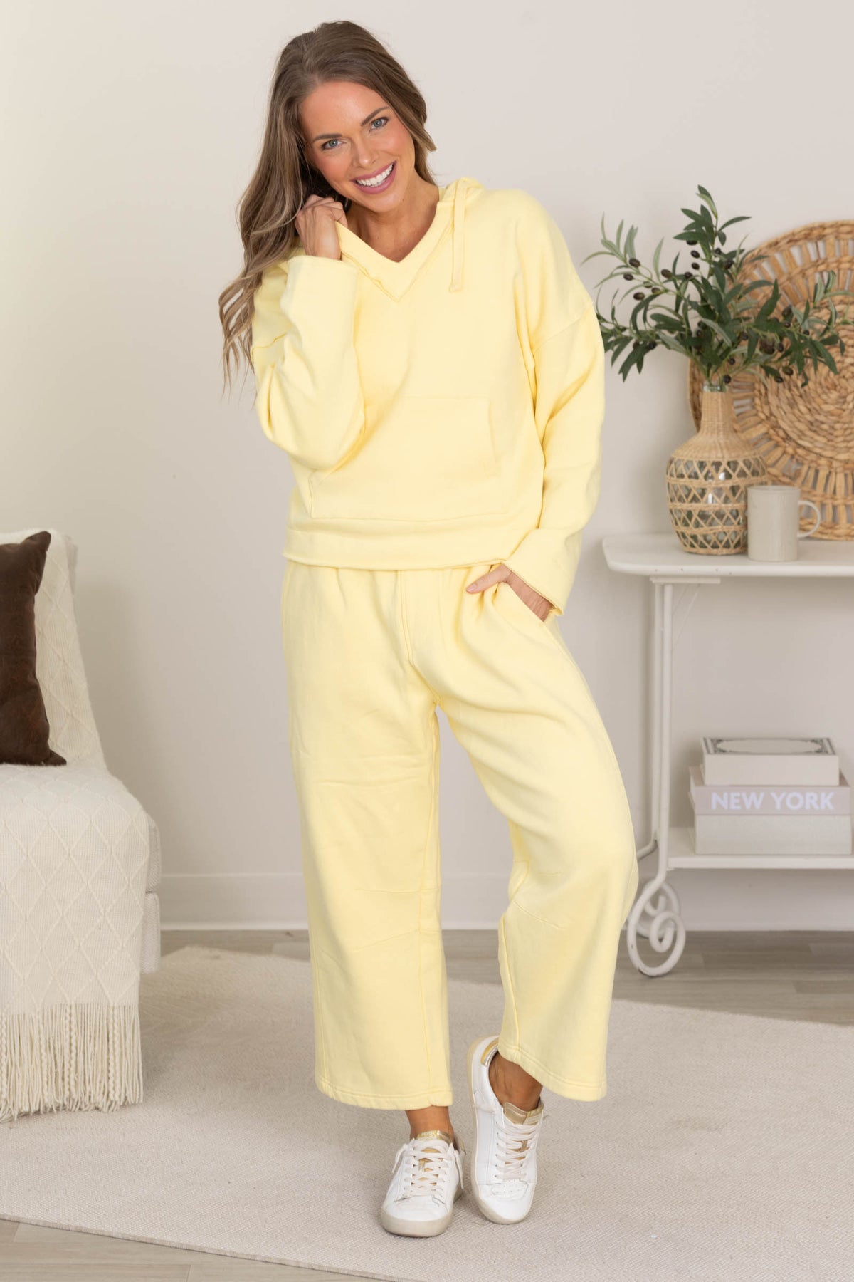 V-Neck Cotton Drawstring Hoodies