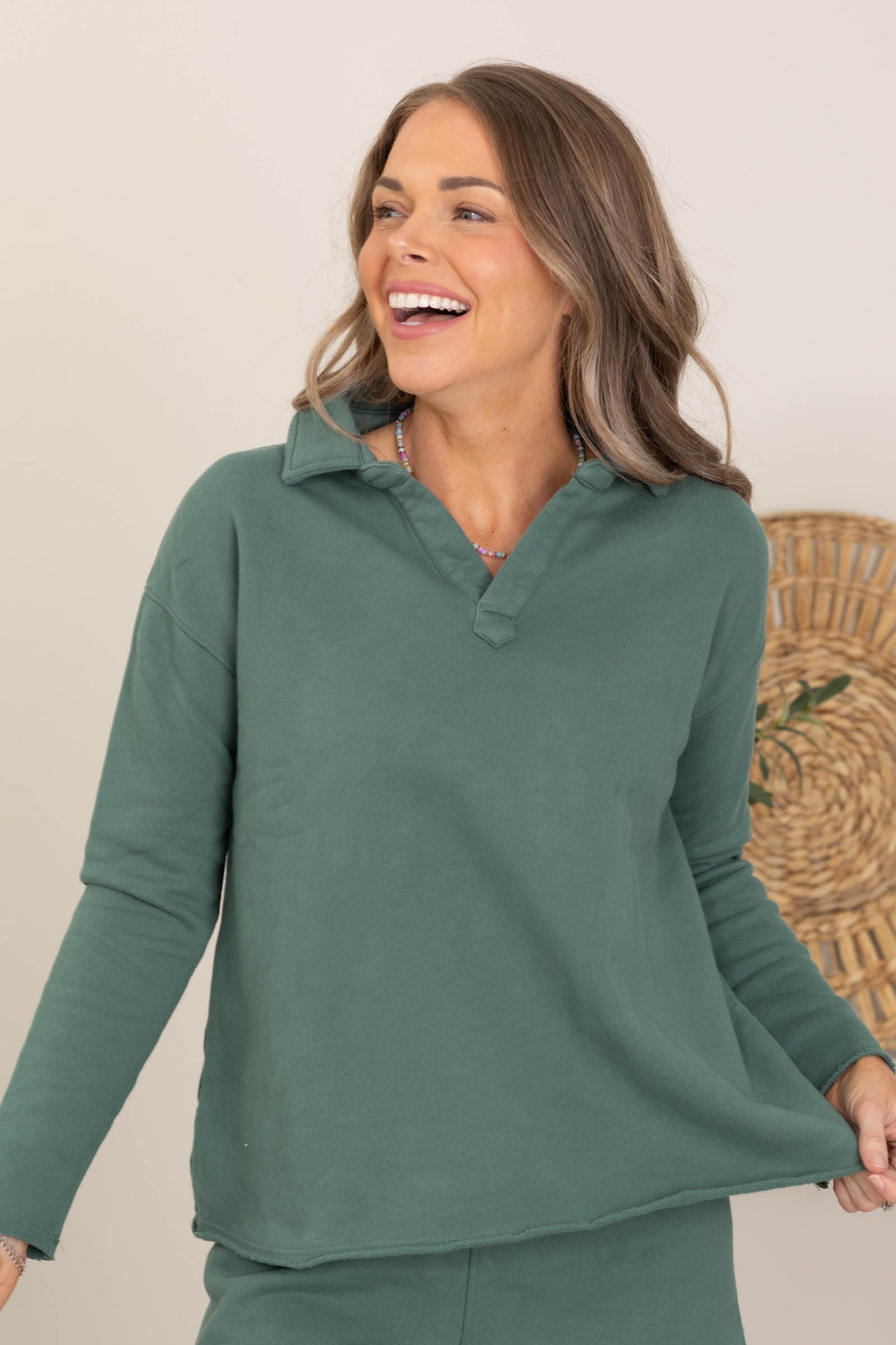 V-Neck Vintage Collar Neck Knit Top