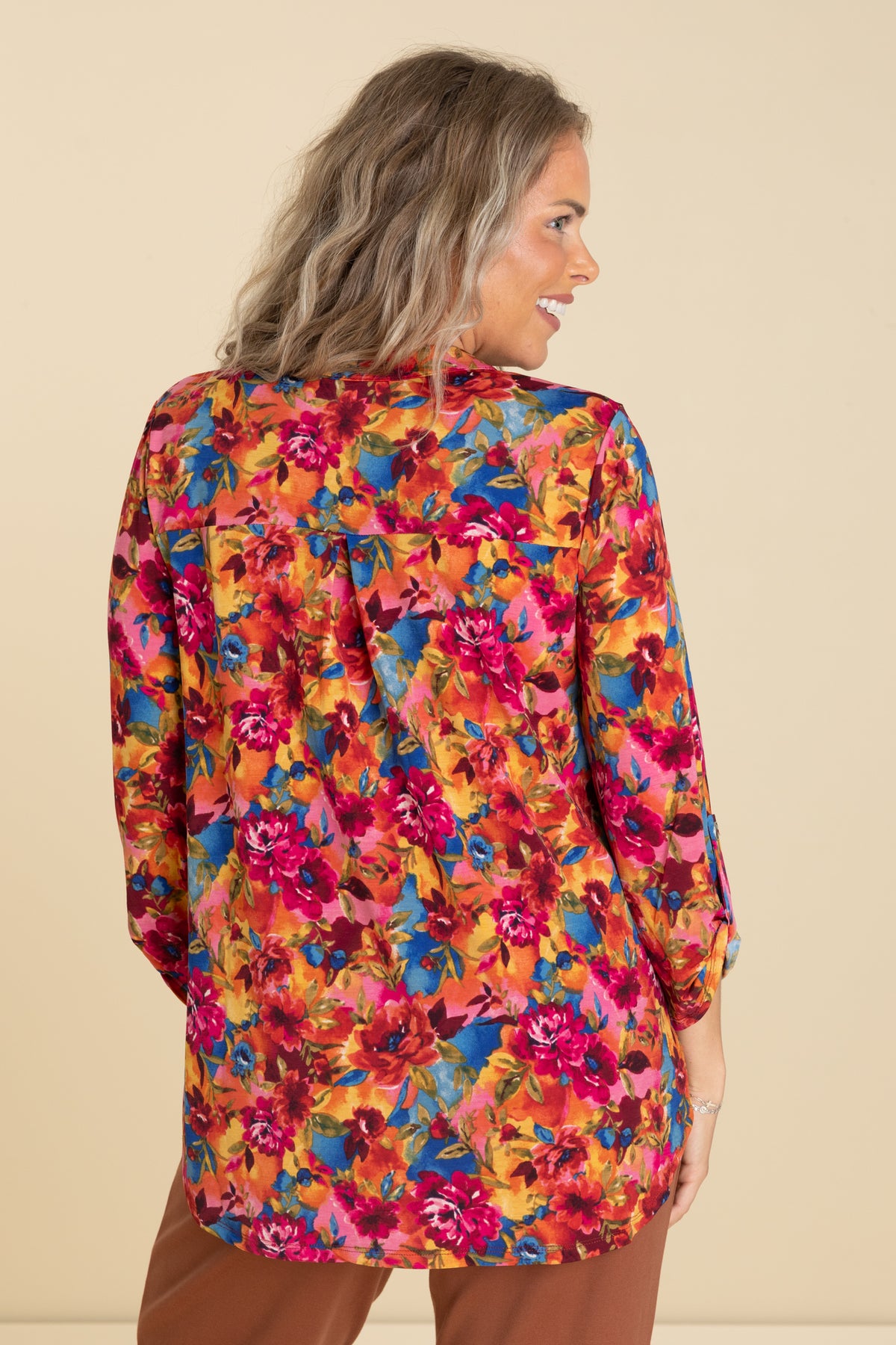Berry Multicolor Print Lizzy Wrinkle Free Top