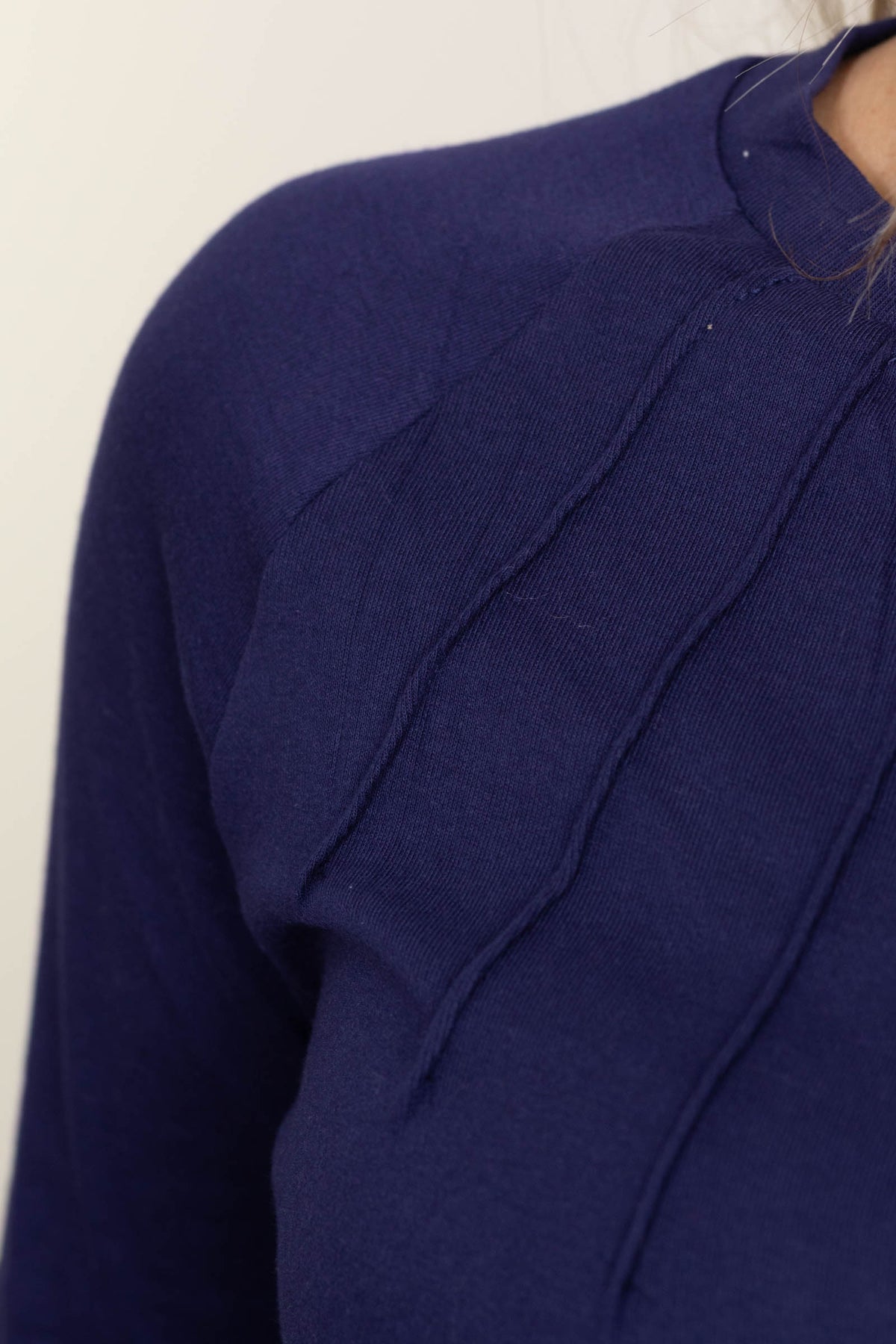 Solid Color Seam Detail Long Sleeve Knit Top
