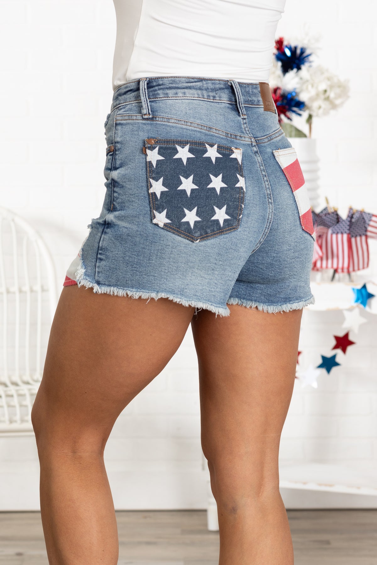 Judy Blue Front And Back American Flag Shorts