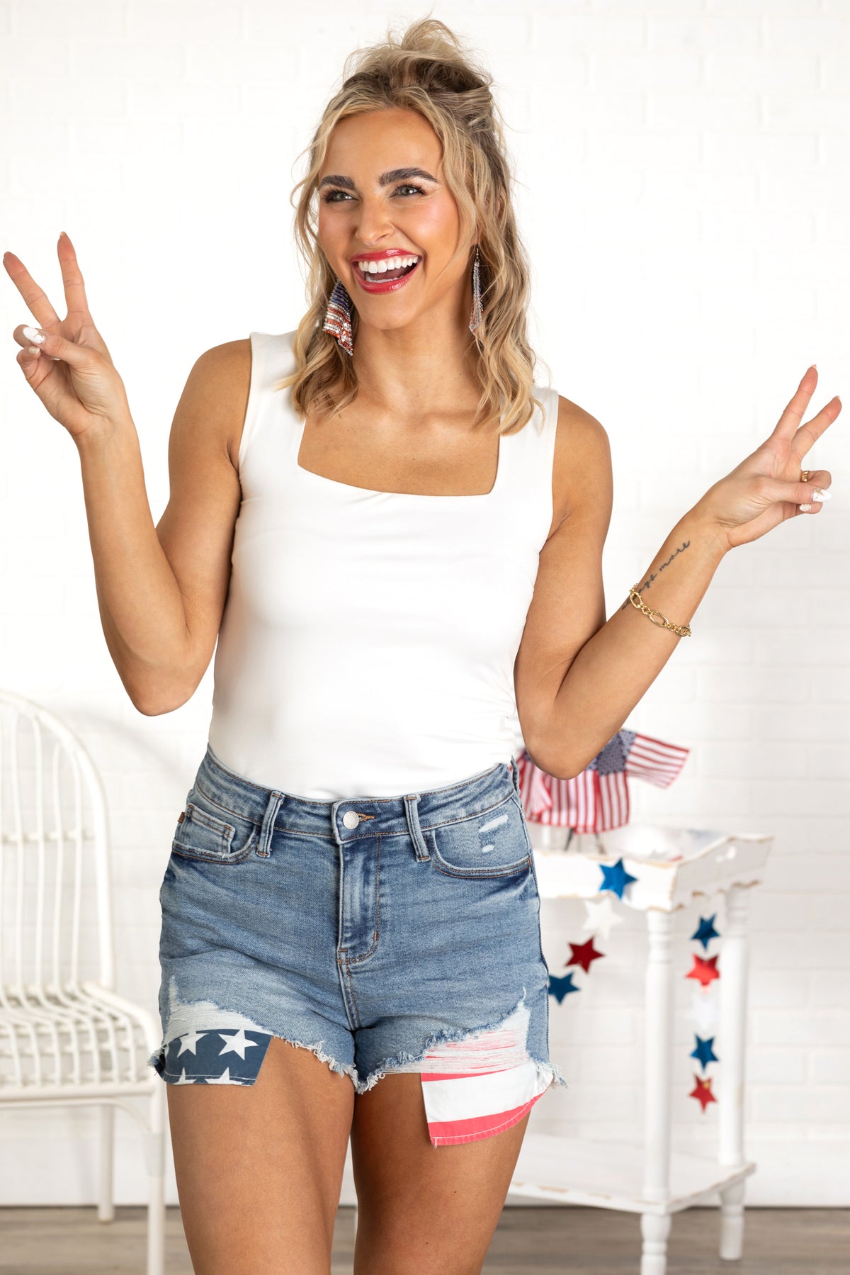 Judy Blue Front And Back American Flag Shorts