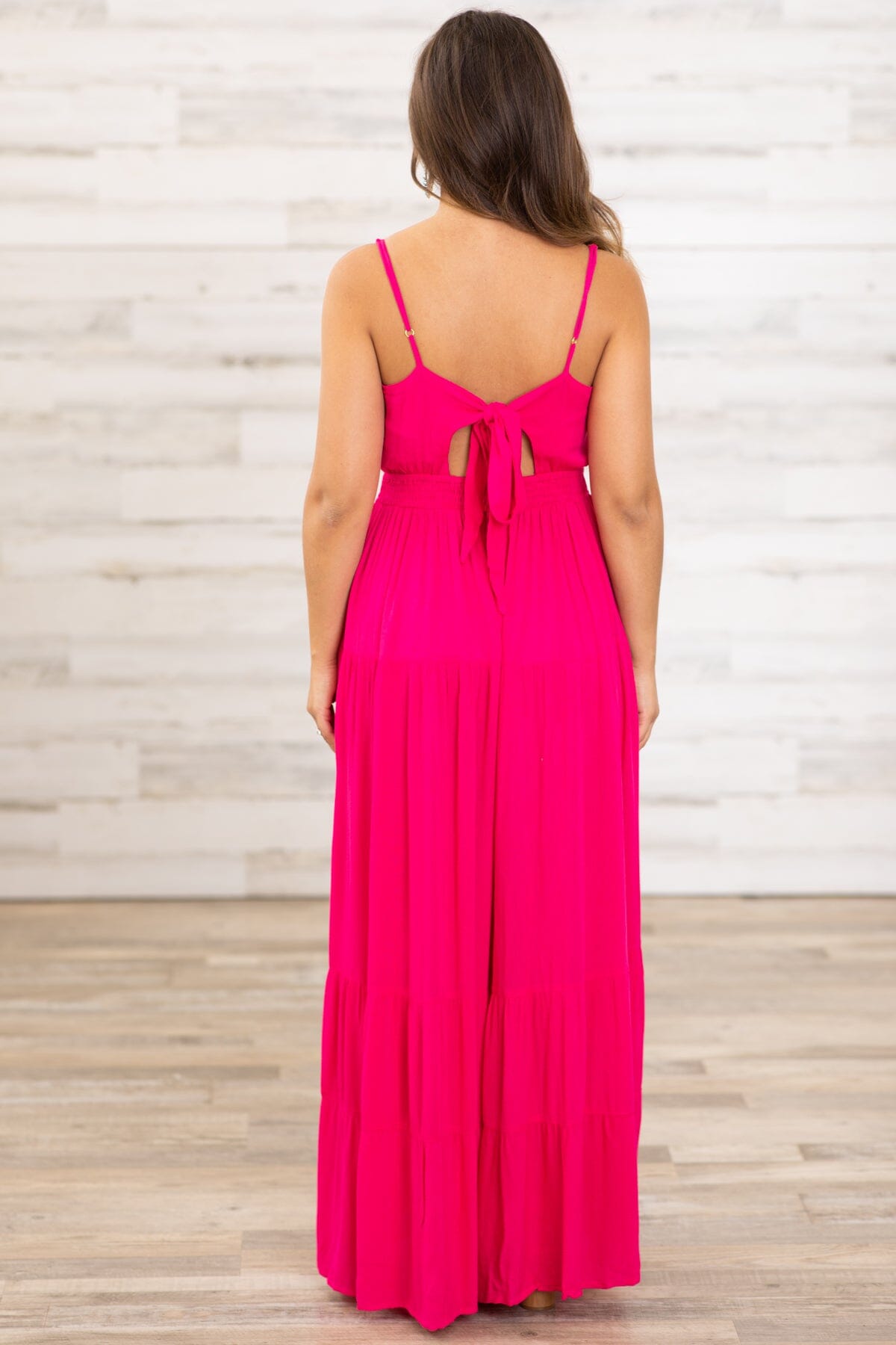 Hot Pink Elastic Waist Jumpsuit - Filly Flair