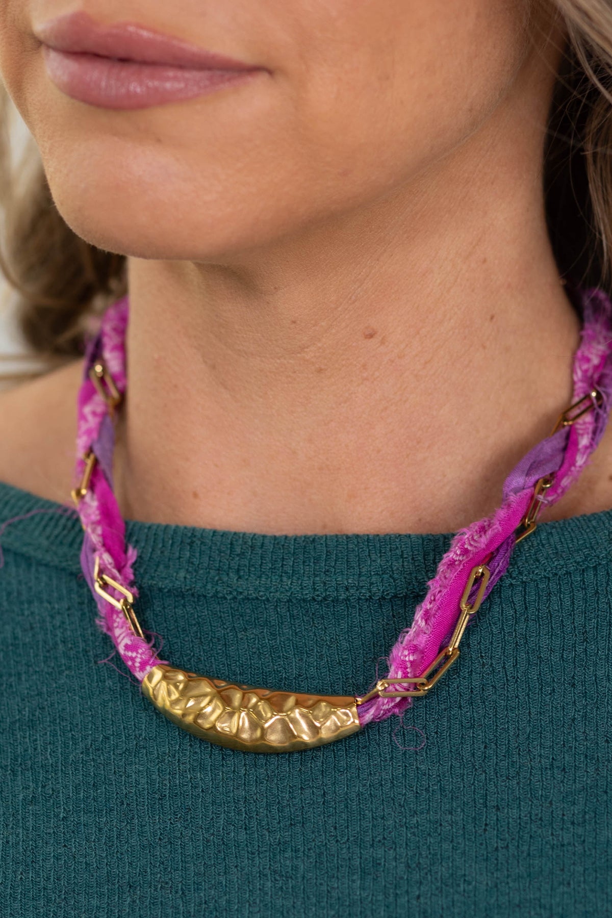 Lavender Blush Scarlet Twist Collar Necklace