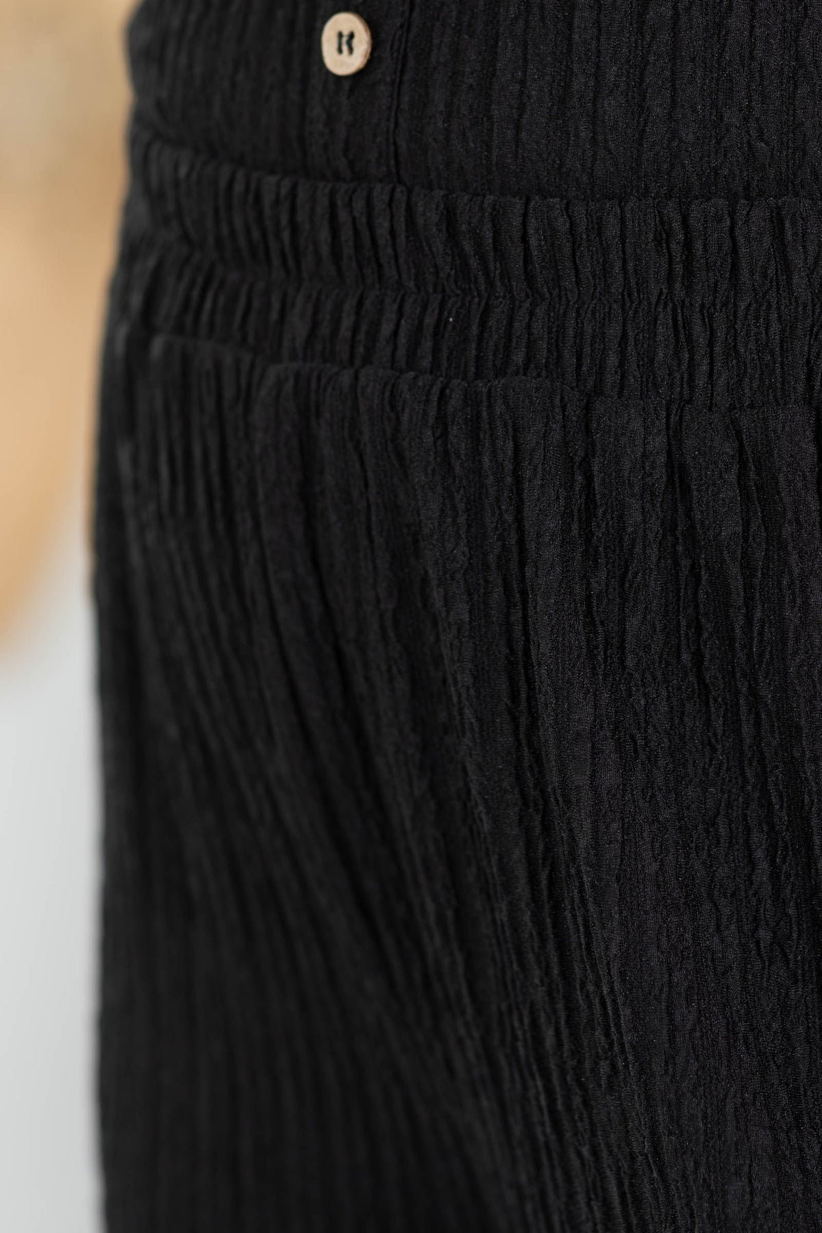 Textured Knit Elastic Waist Pants