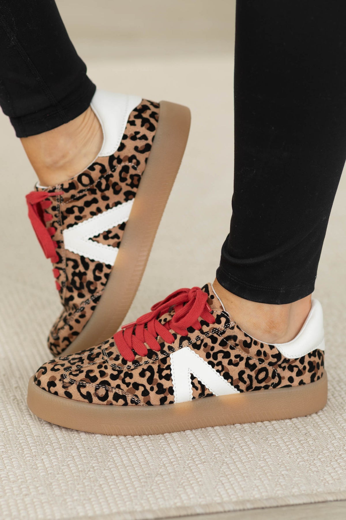 MIA Leopard Print With Red Laces Sneakers
