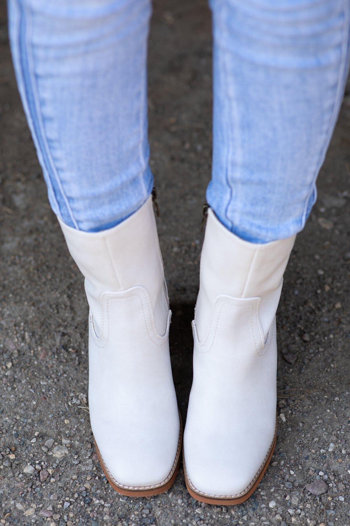 Cream Square Toe Booties - Filly Flair