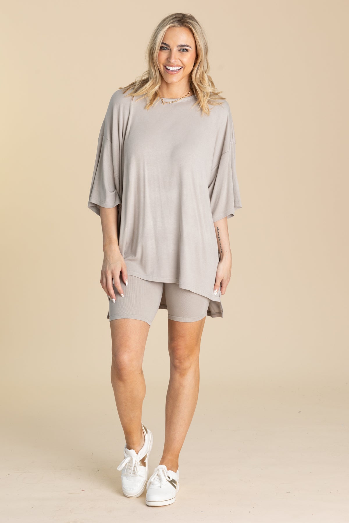 Babyrib Knit Oversized Tunic Top