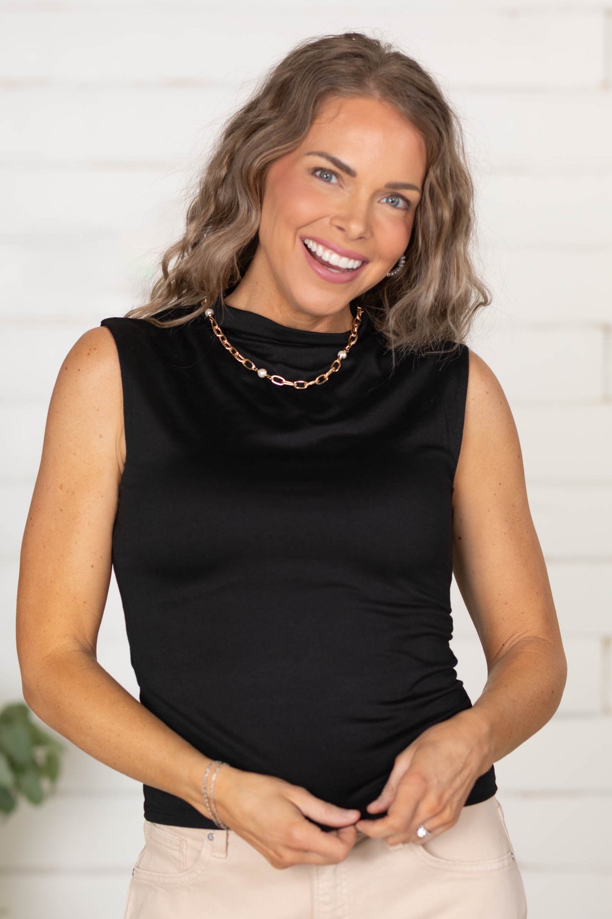 Soft Knit Mock Neck Sleeveless Top