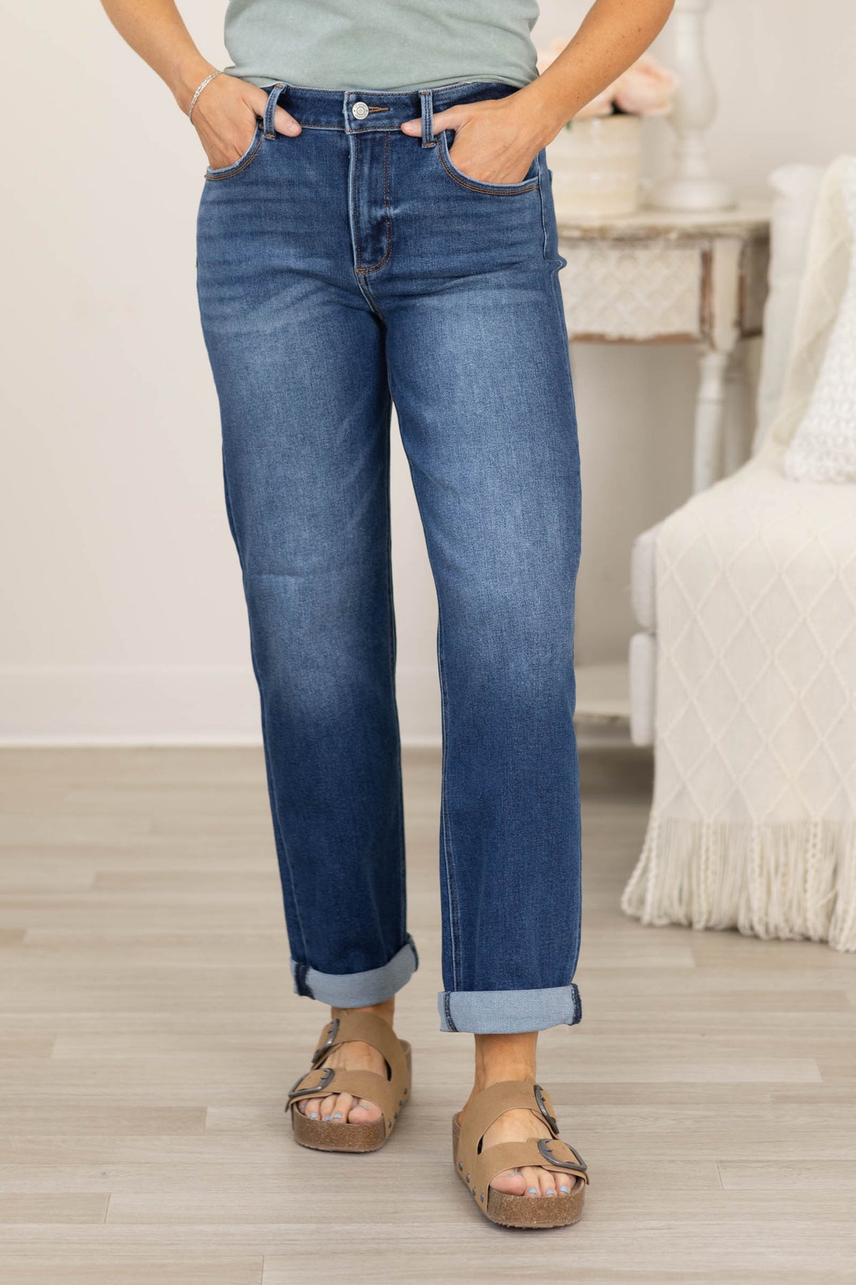 J21 Dark Wash Mid Rise Boyfriend Jeans