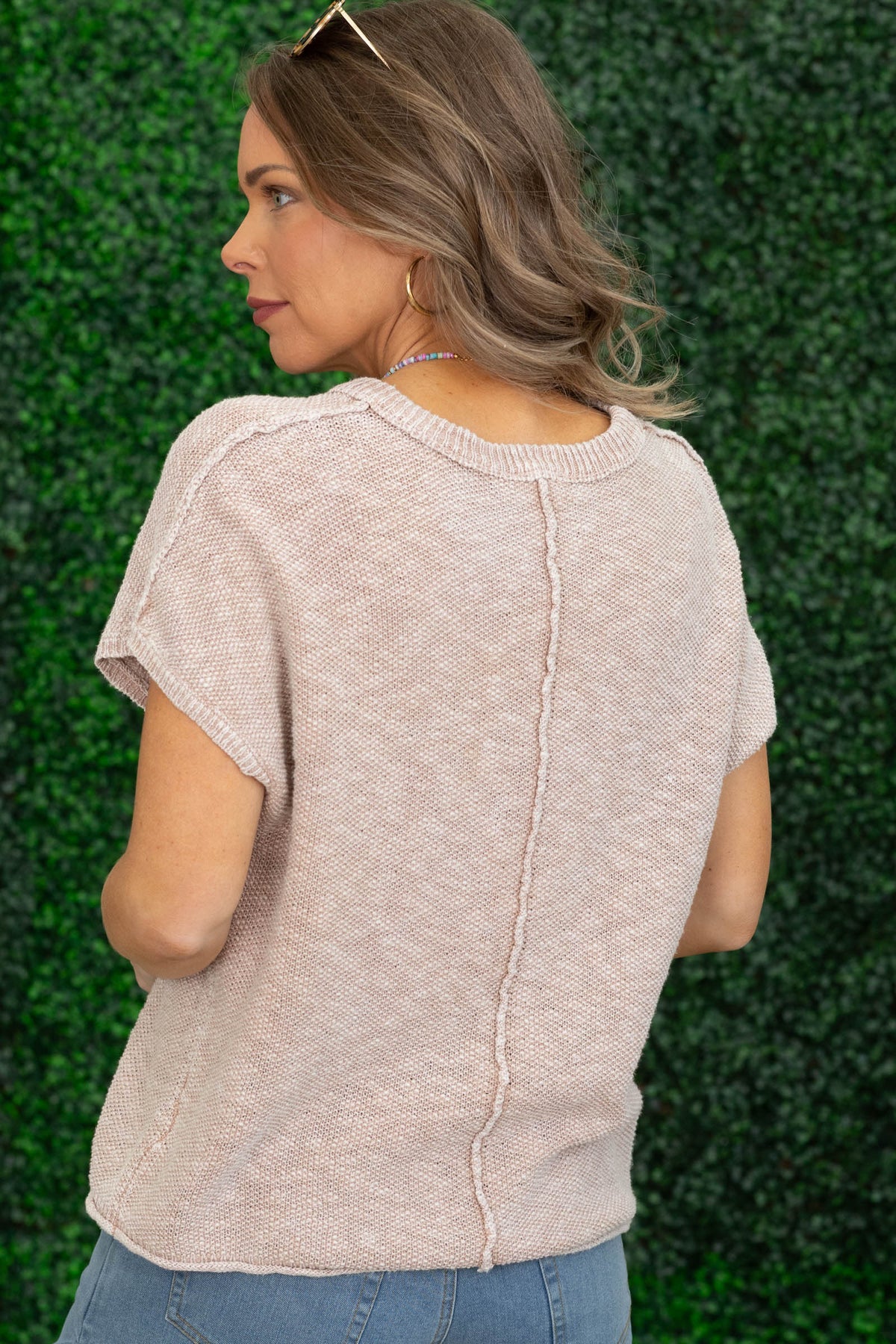 Mineral Washed Knit Casual Sweater Tops