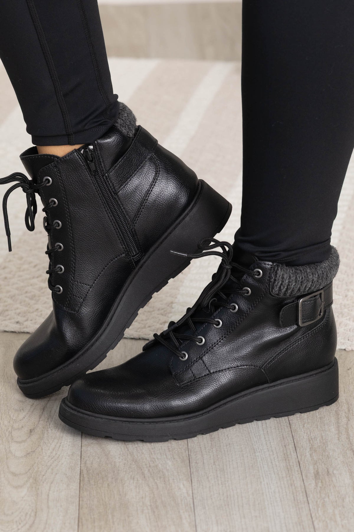 Blowfish Wedge Boots With Sweater Knit Trim