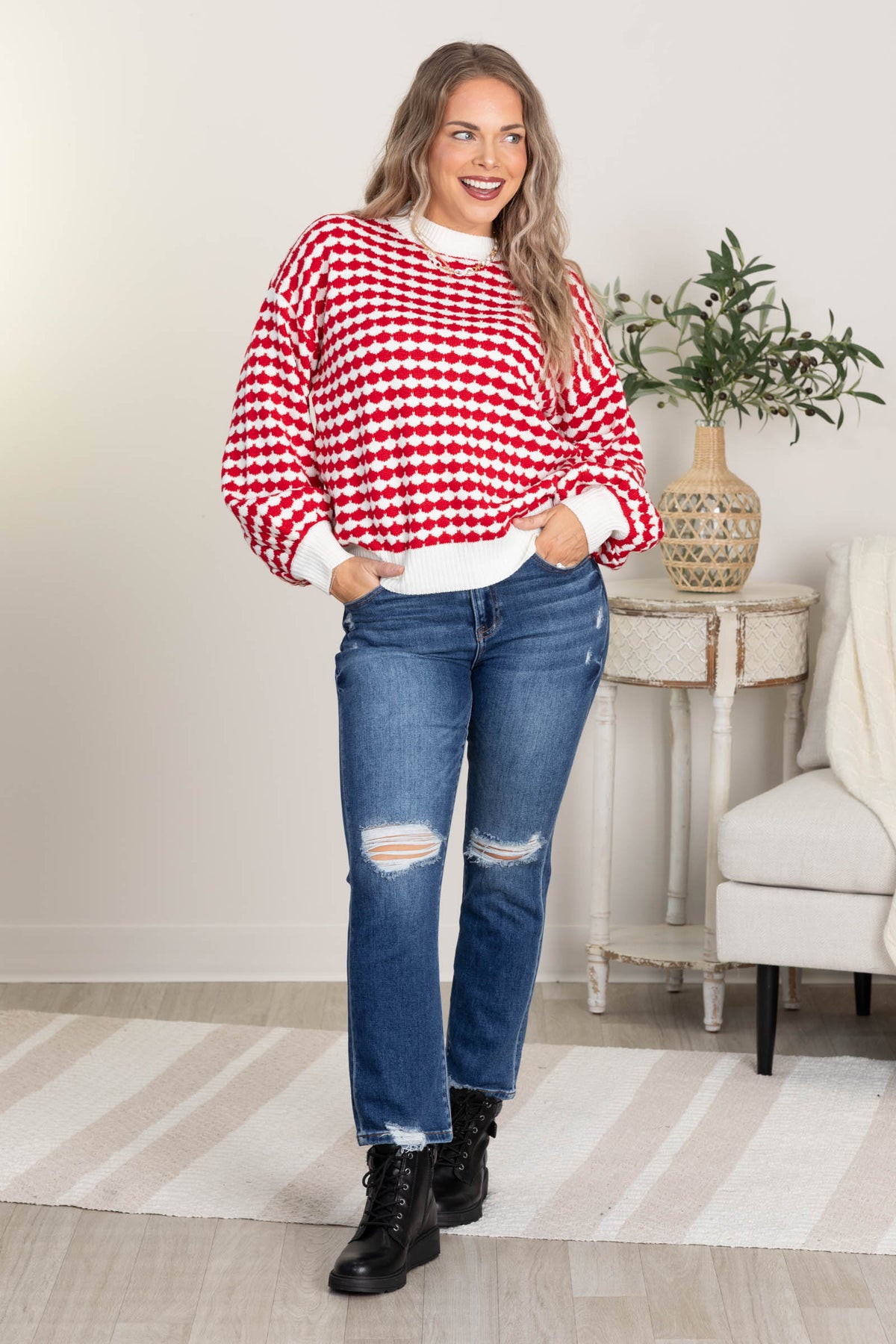 Red Christmas Spirit Sweater by Filly Flair