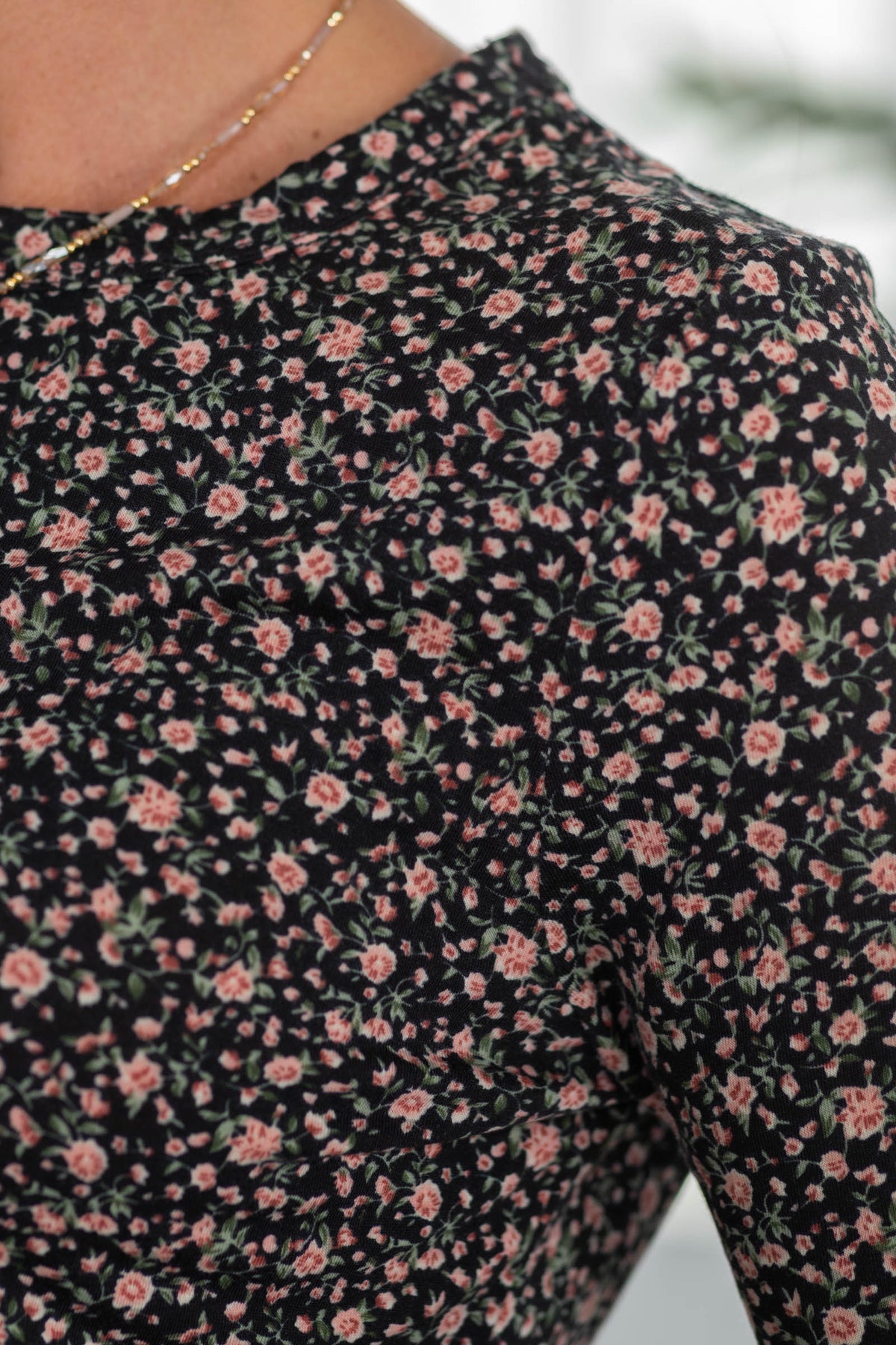 Staccato Crewneck Floral Printed Jersey Knit Top