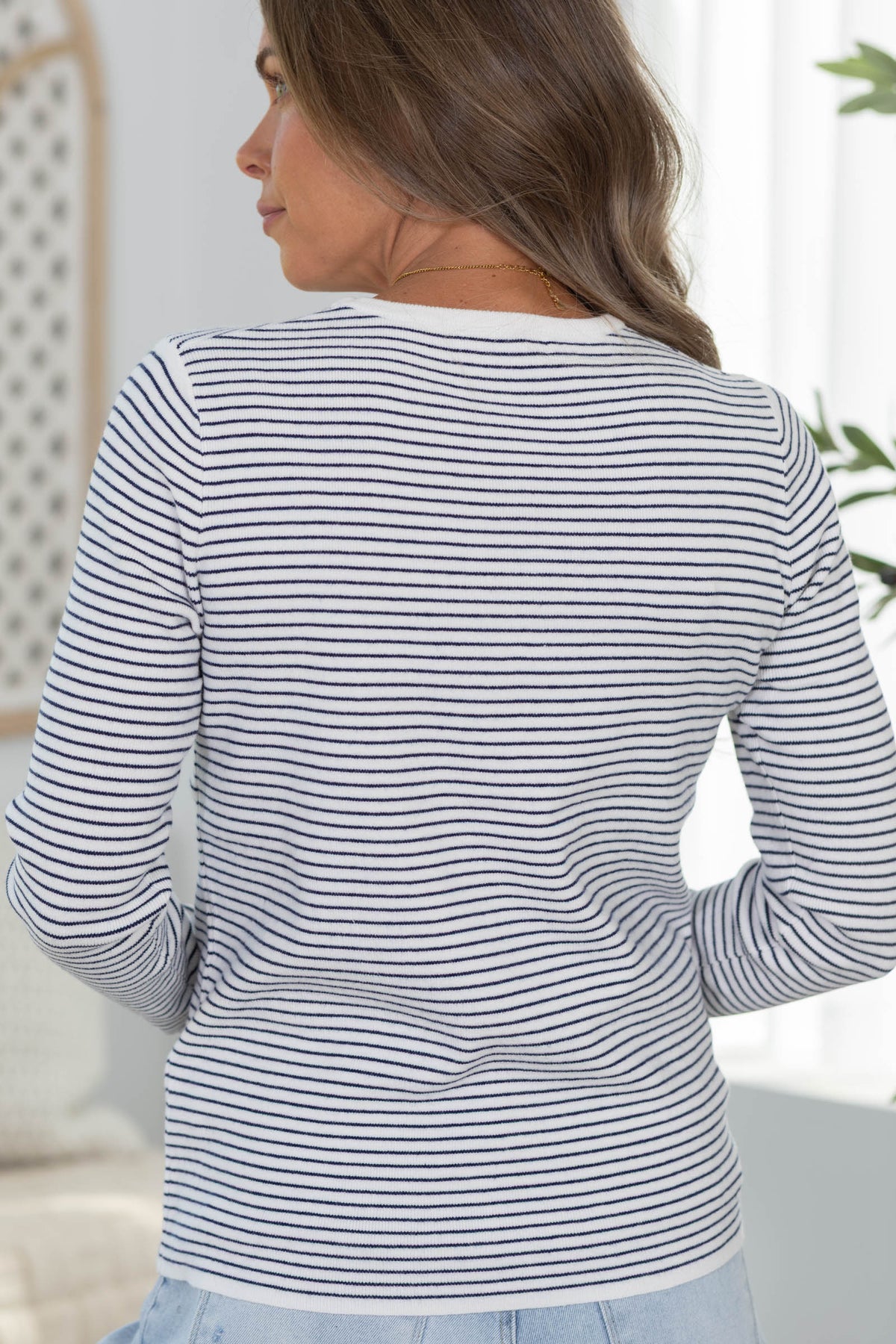 Staccato Long Sleeve Pinstripe Top