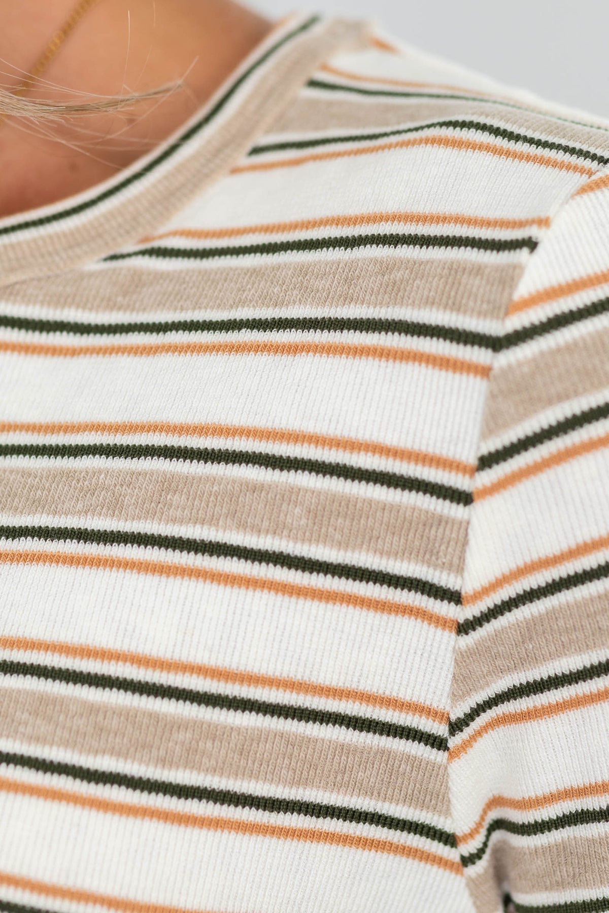 Staccato Multicolor Striped Soft Micro Rib Long Sleeve Knit Top