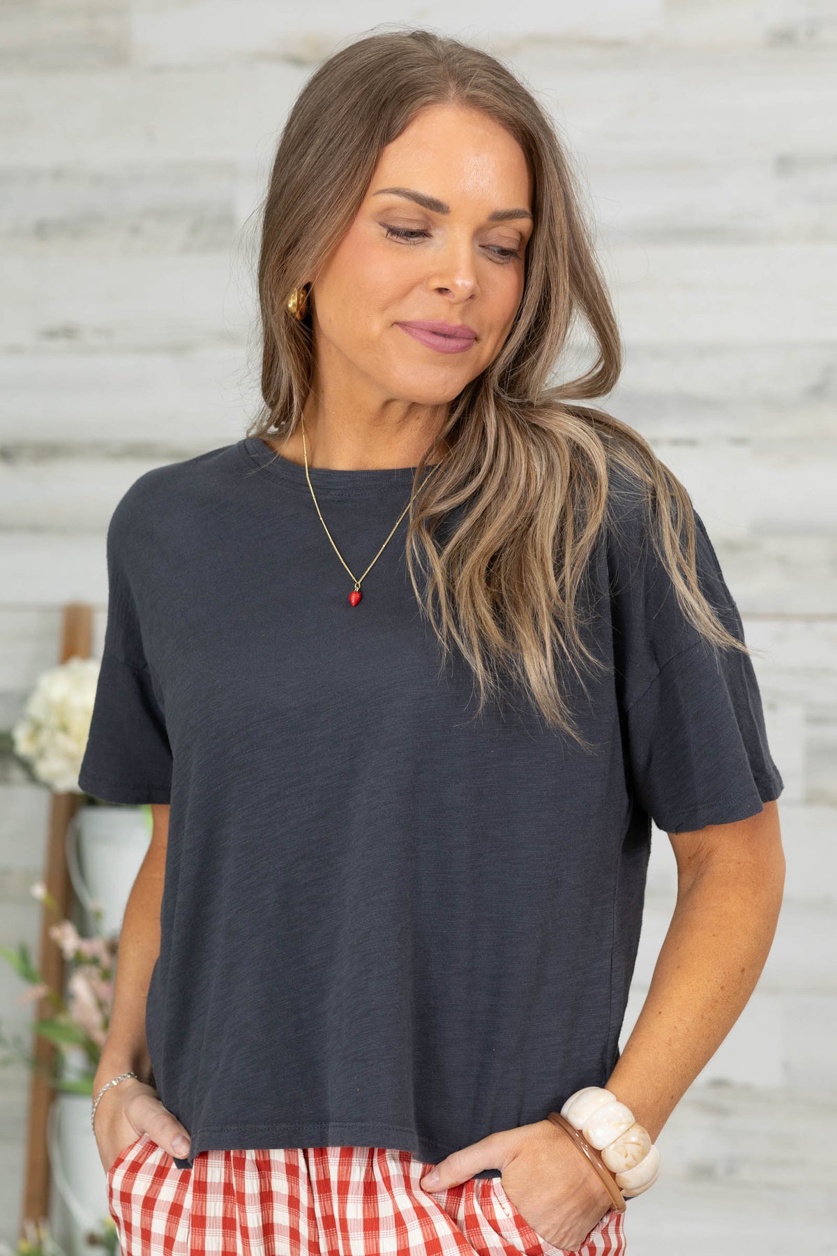 Garment Dyed Cotton Boxy Knit Tee