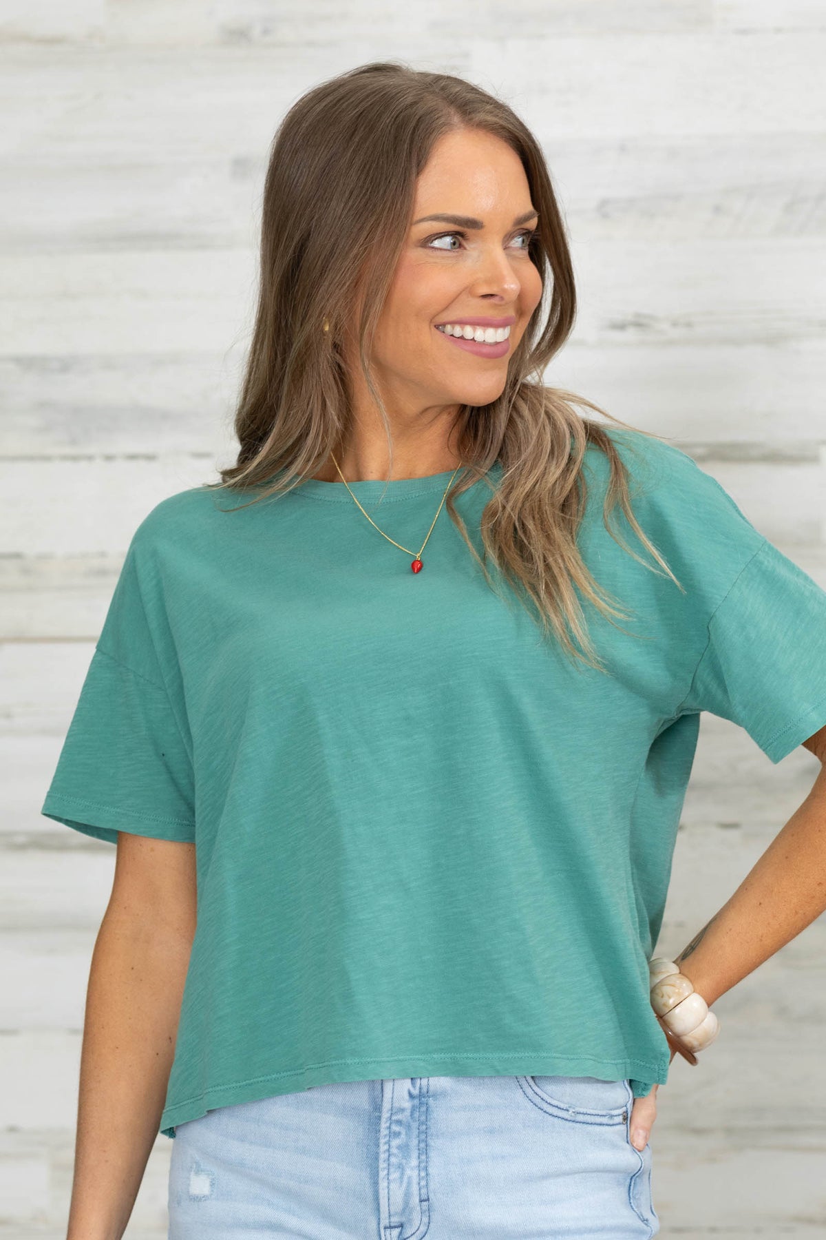 Garment Dyed Cotton Boxy Knit Tee