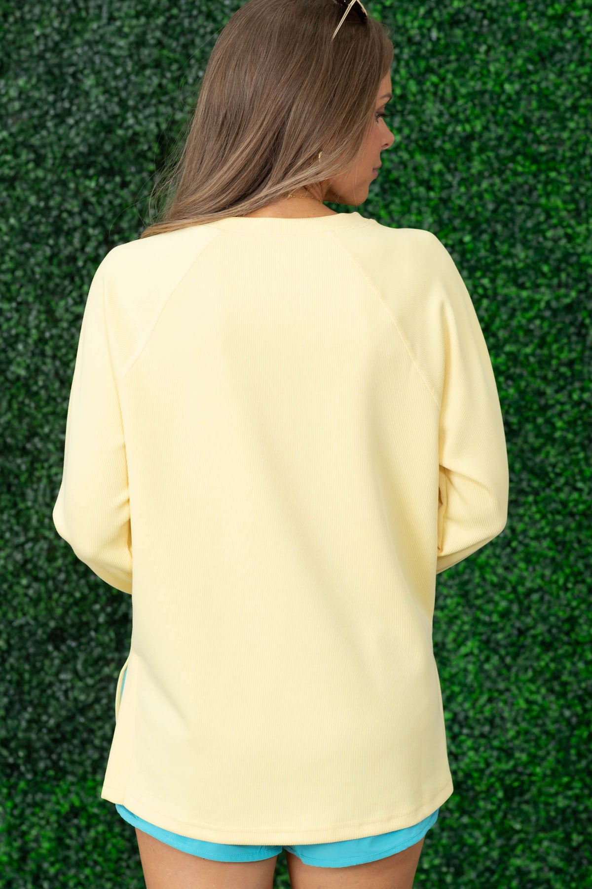 Yellow Luxe Rib Raglan Long Sleeve Top