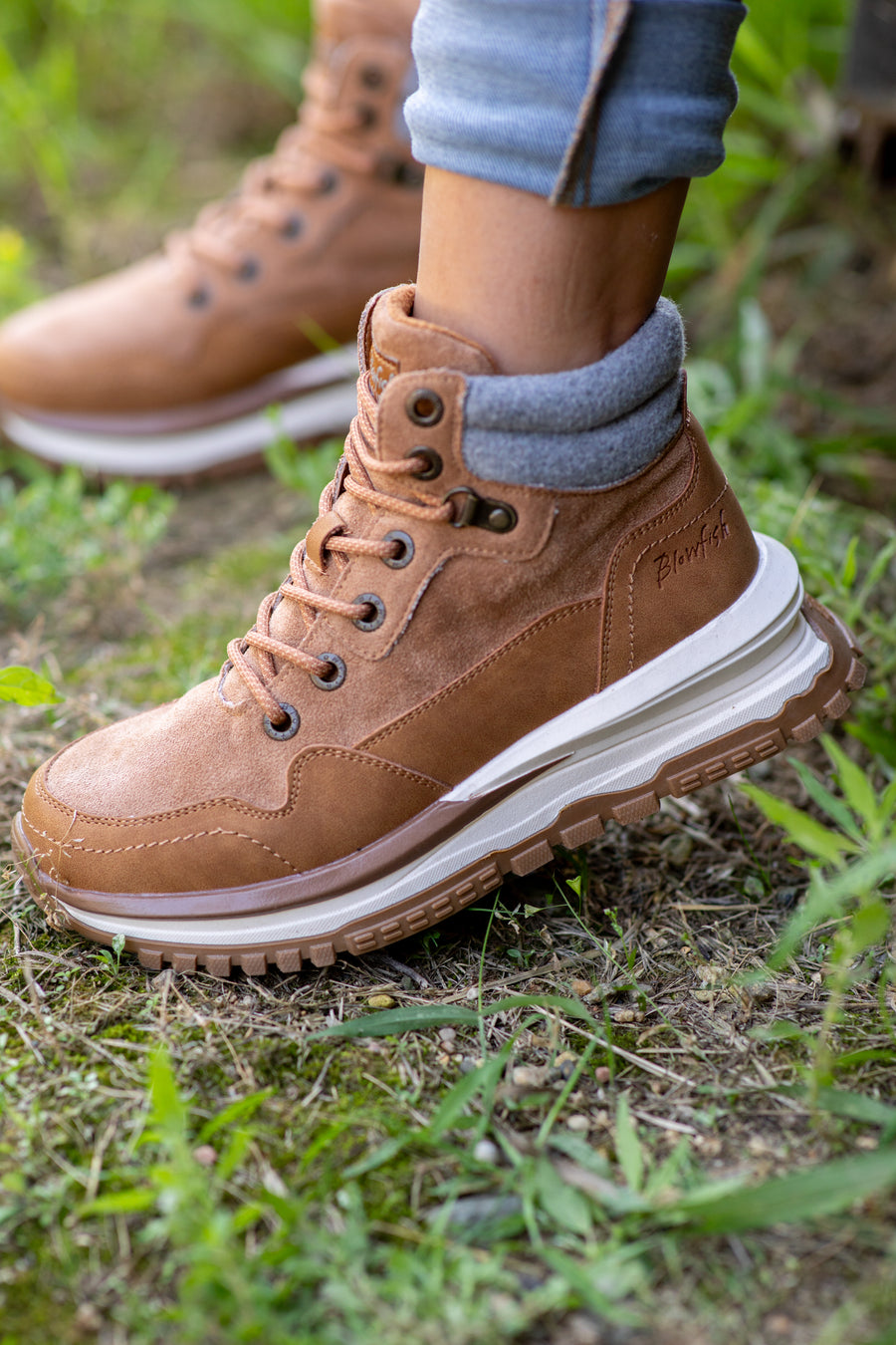 Mocha Micro Suede Boots With Flannel Detail