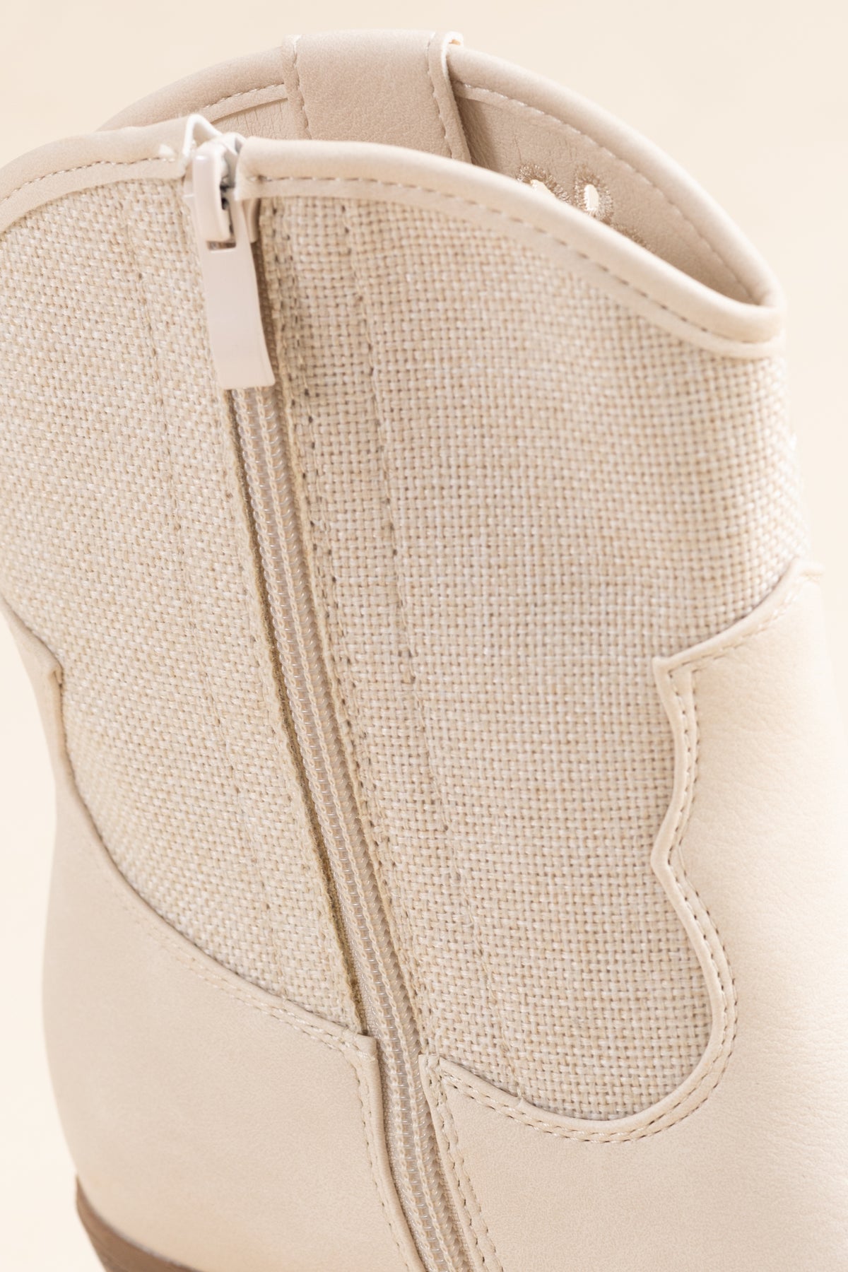 Beige Flower Cutout Booties