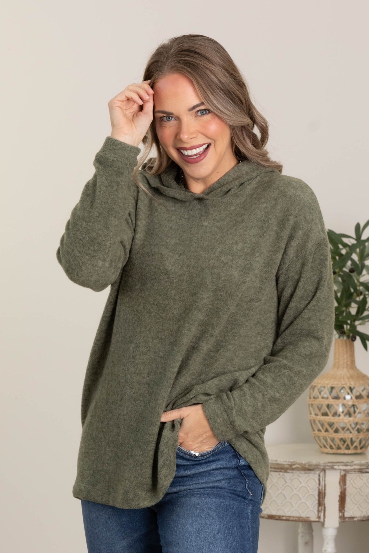 Hooded Brushed Melange Hacci Sweaters