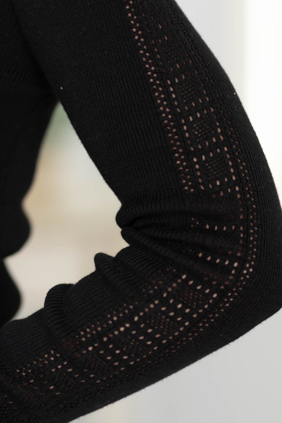 Crochet Detail Ribbed Knit Long Sleeve Top