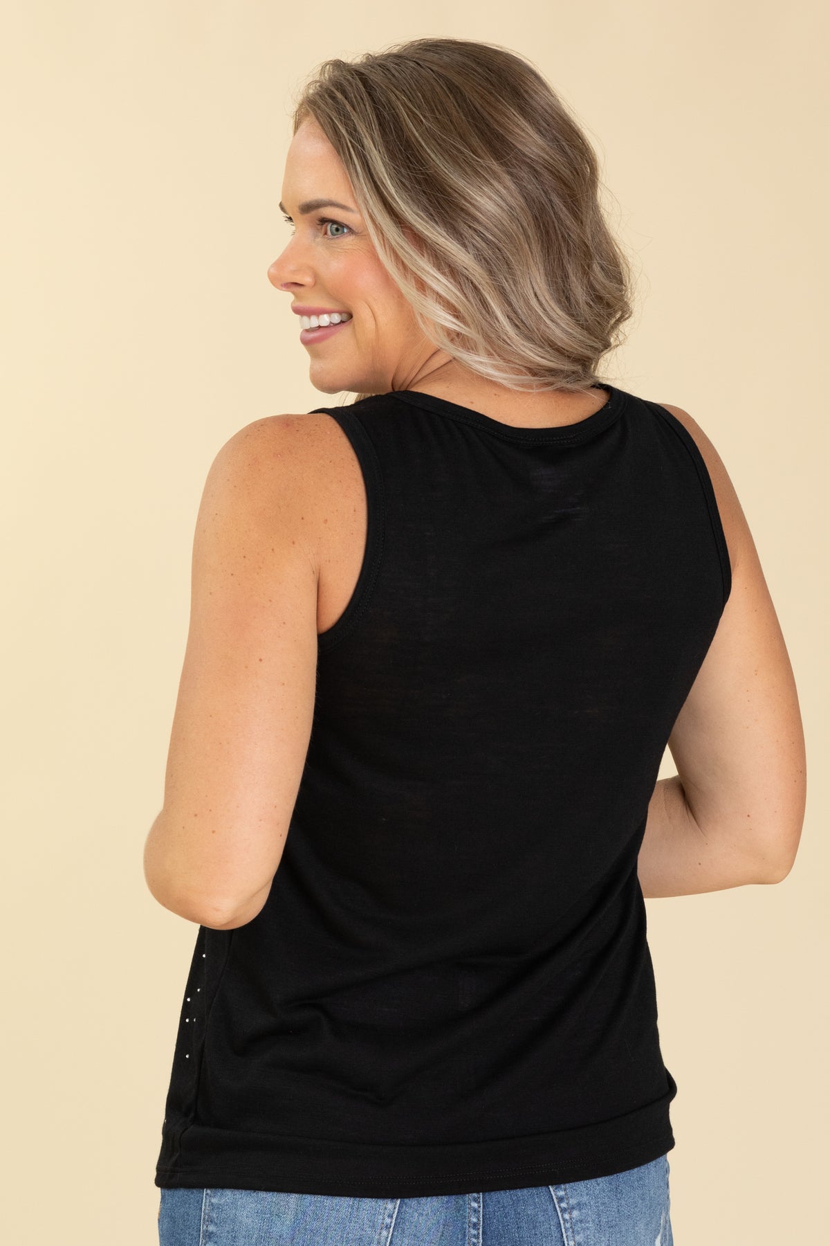 Embellished Sleeveless Knit Tank Top