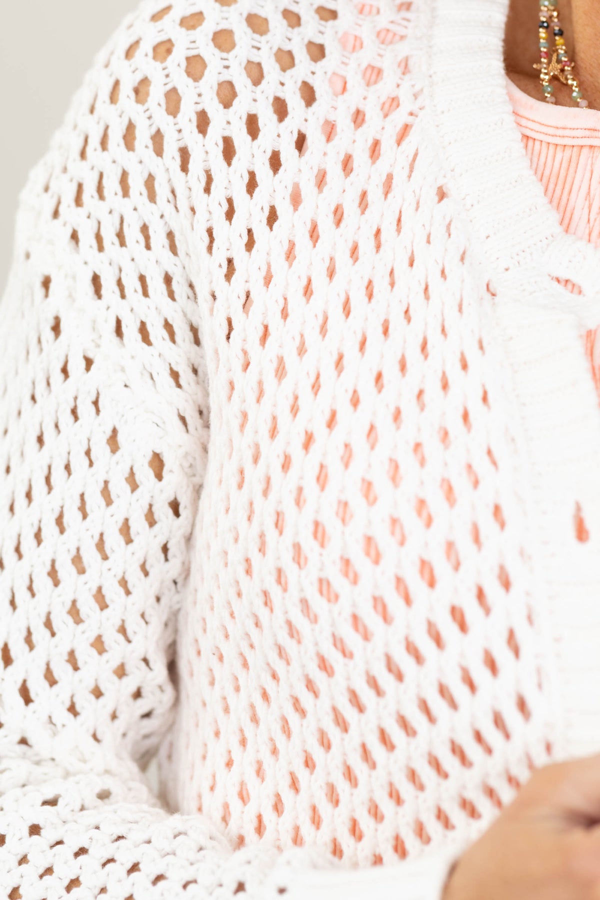 Crochet Knit Cardigan Sweater- 100% Cotton