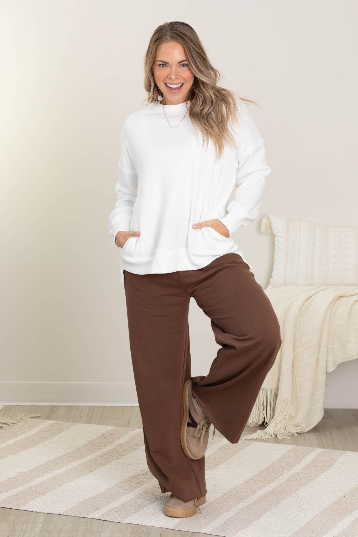Fleece Hi-Low Boyfriend Sweatshirt With Pocket