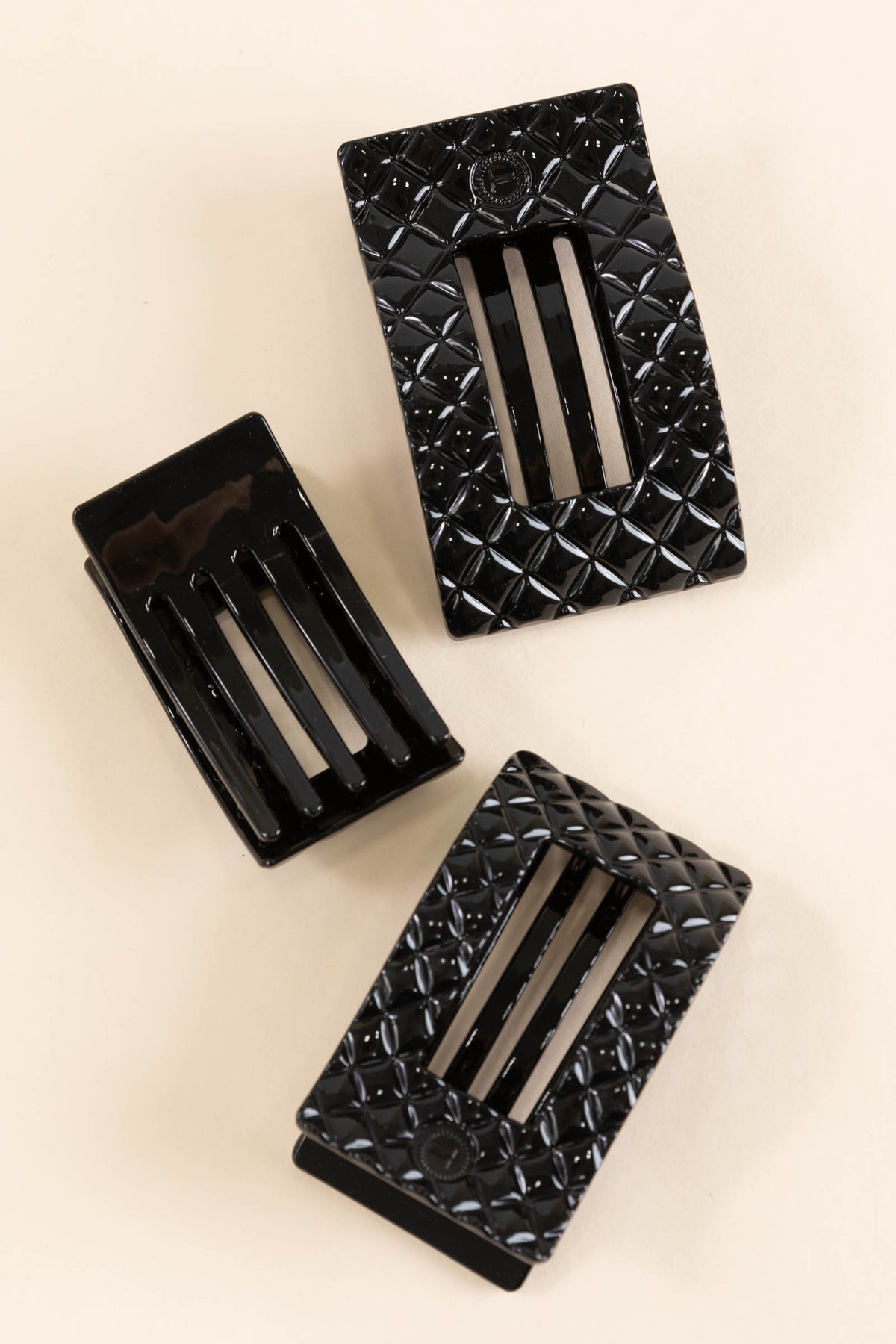 Quilted Flat Rectangle Hair Clips