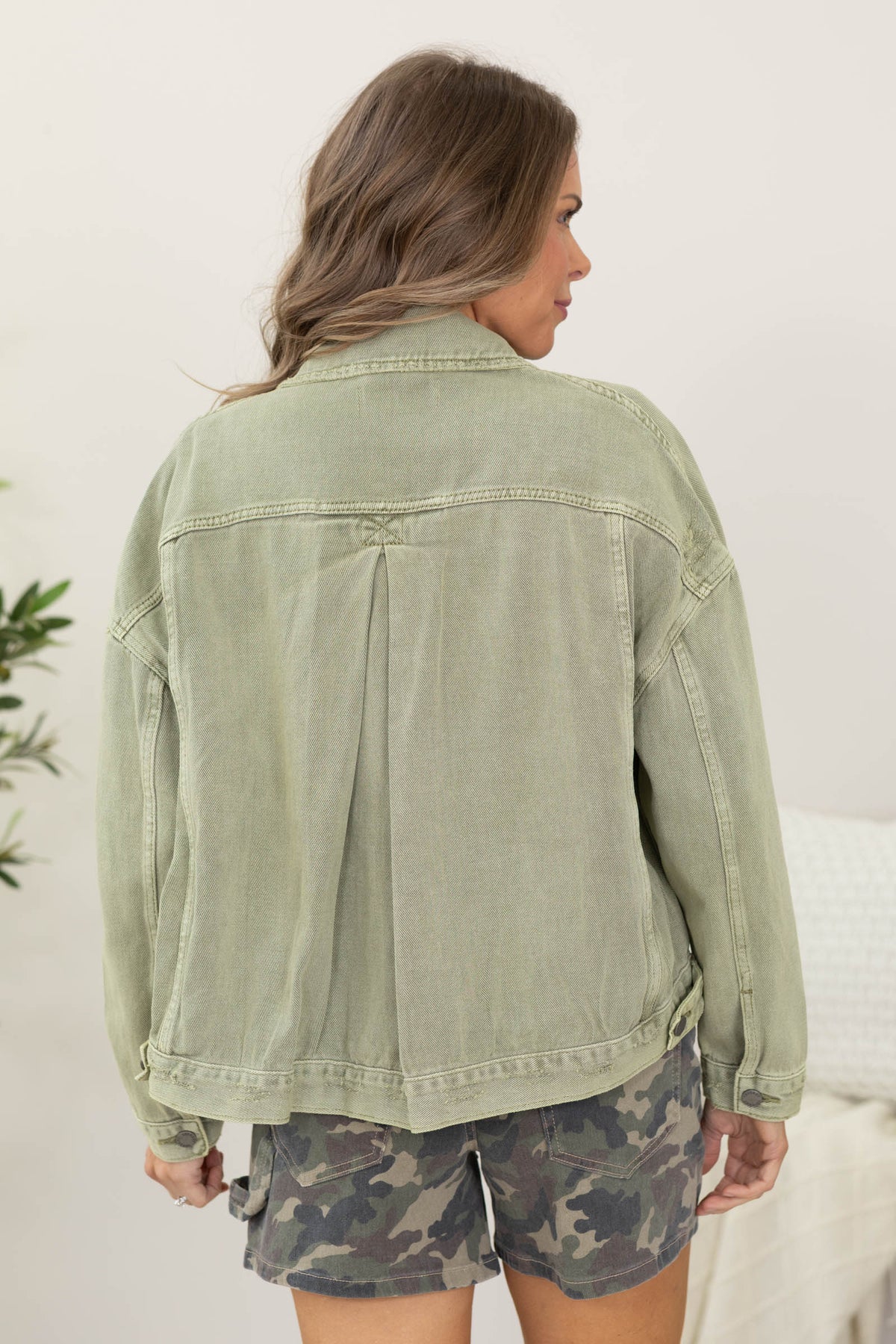 Relaxed Fit Pleated Back Denim Jackets- 100% Cotton