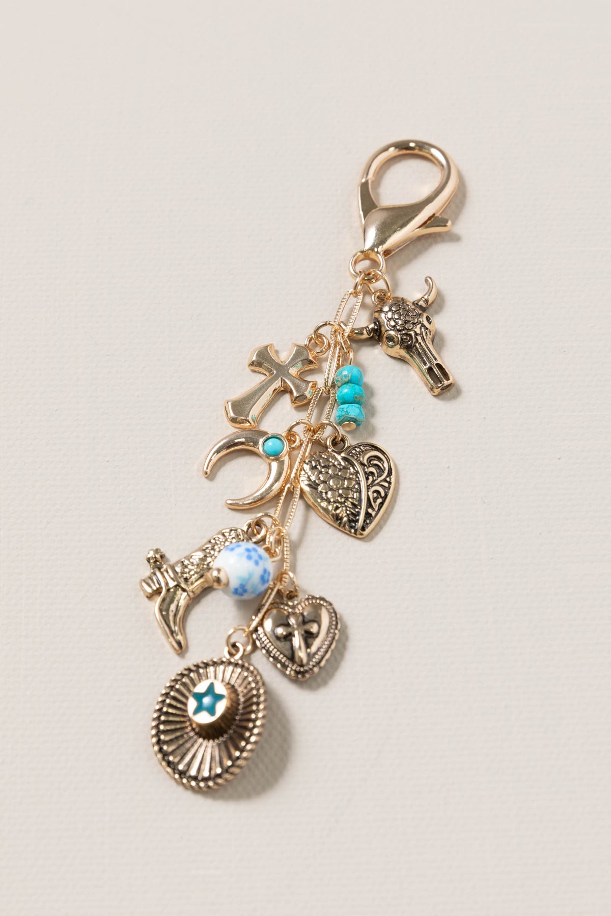 Western Cross Hat Boot Heart Bag Charm