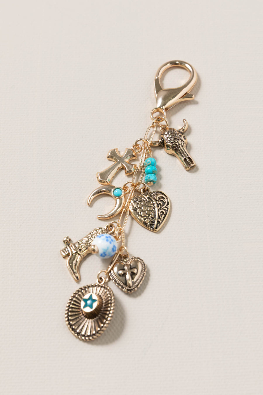 Western Cross Hat Boot Heart Bag Charm
