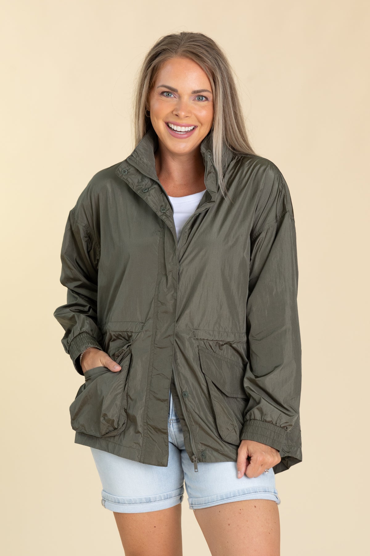 Parachute Long Sleeve Front Pocket Jackets