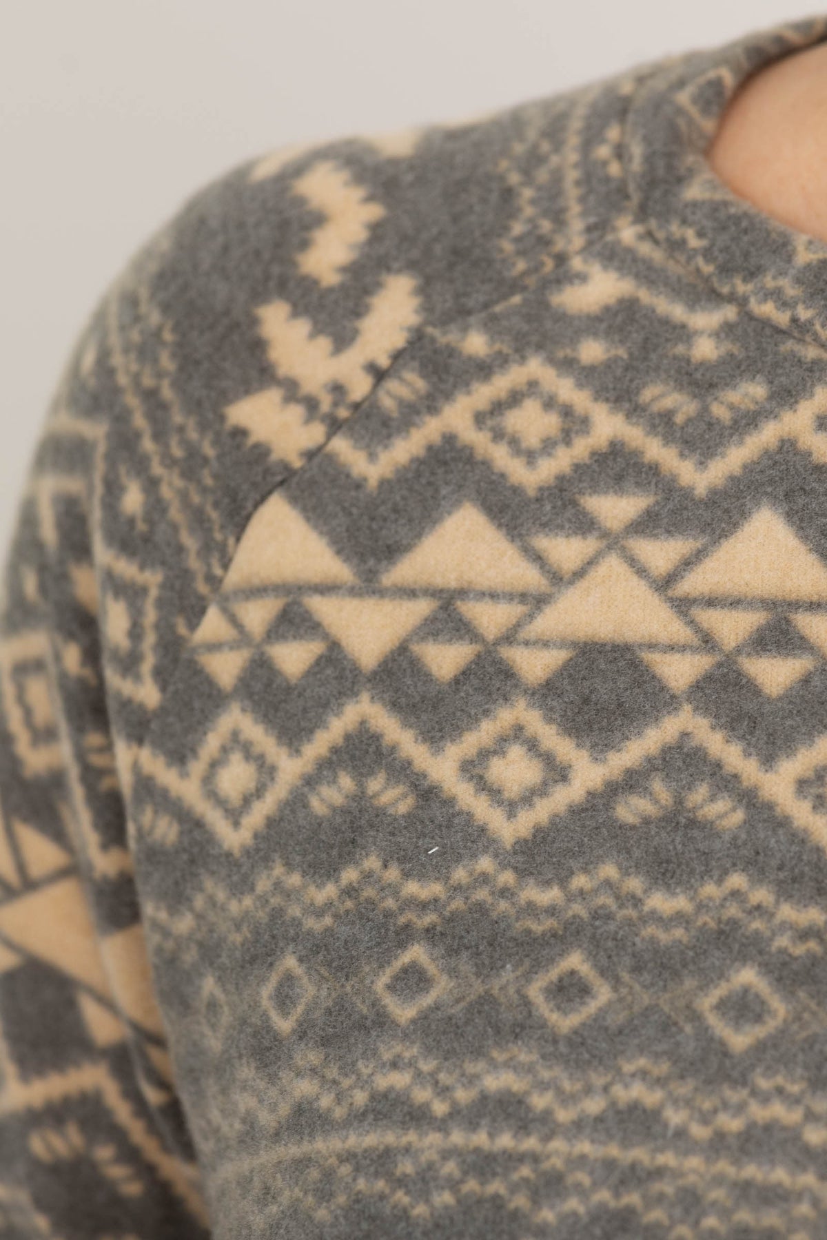 Grey and Beige Aztec Brushed Knit Top
