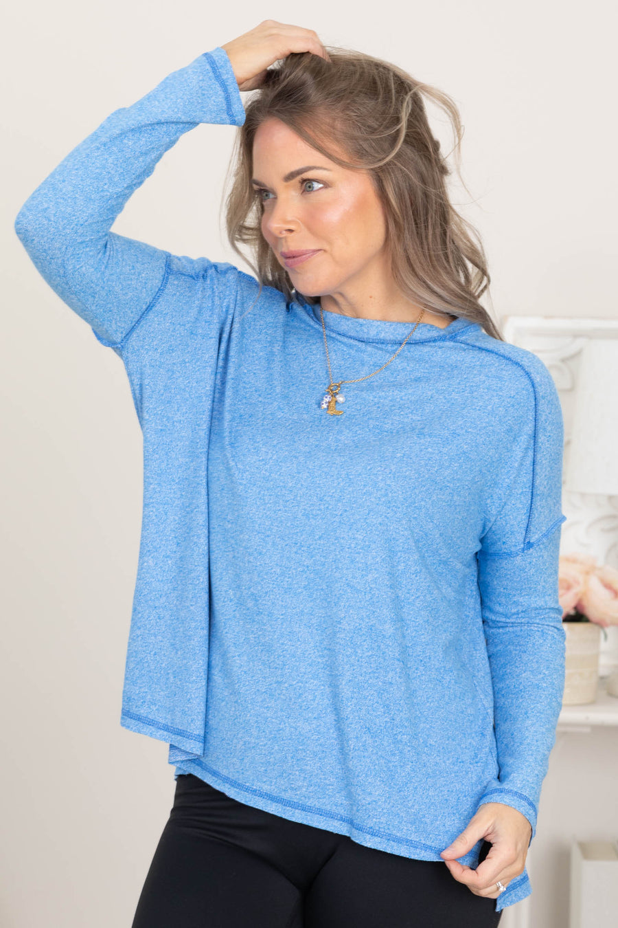 Melange Super Soft Hacci Long Sleeve Top