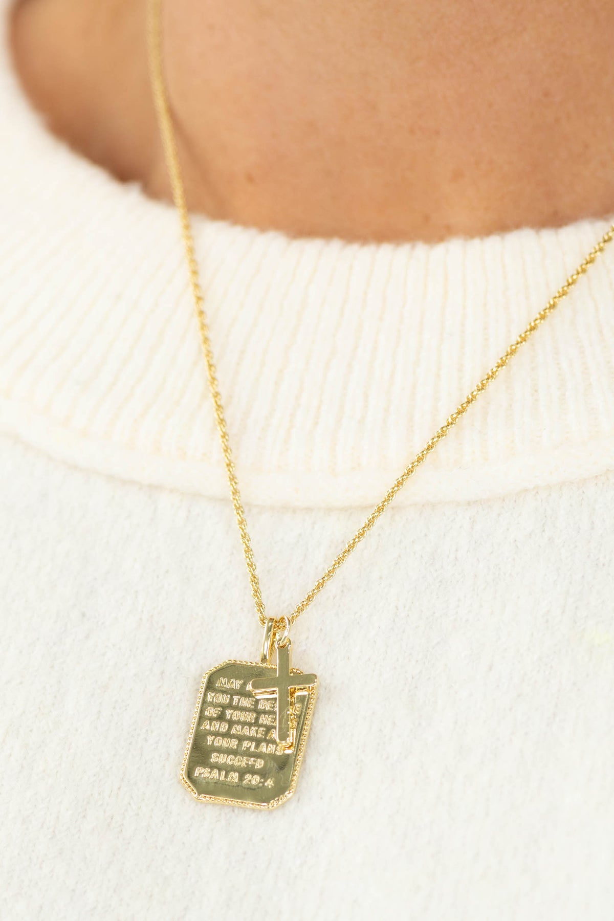 Psalm 20:4 Gold Necklace
