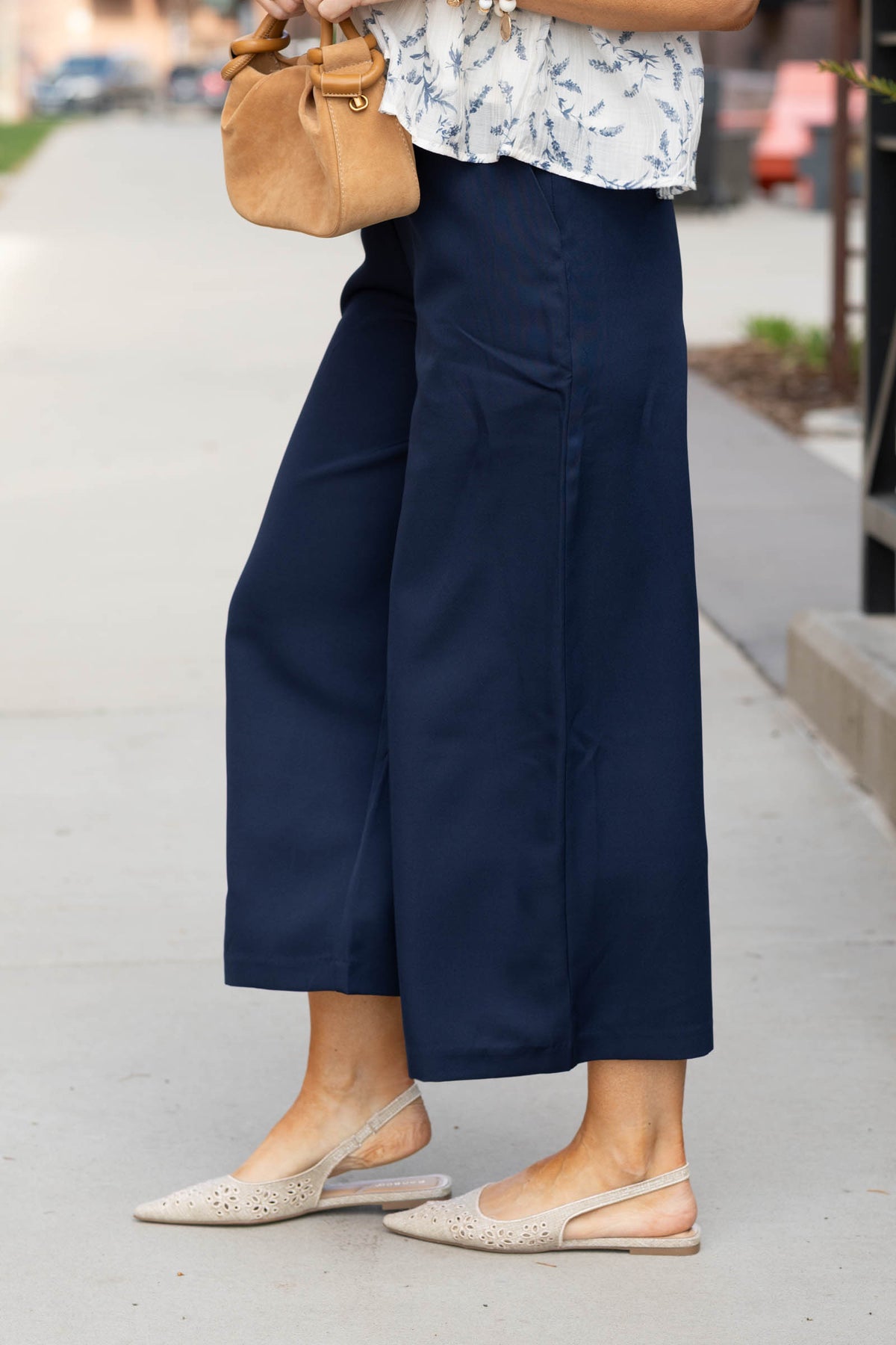 Navy High Waist Culotte Pants
