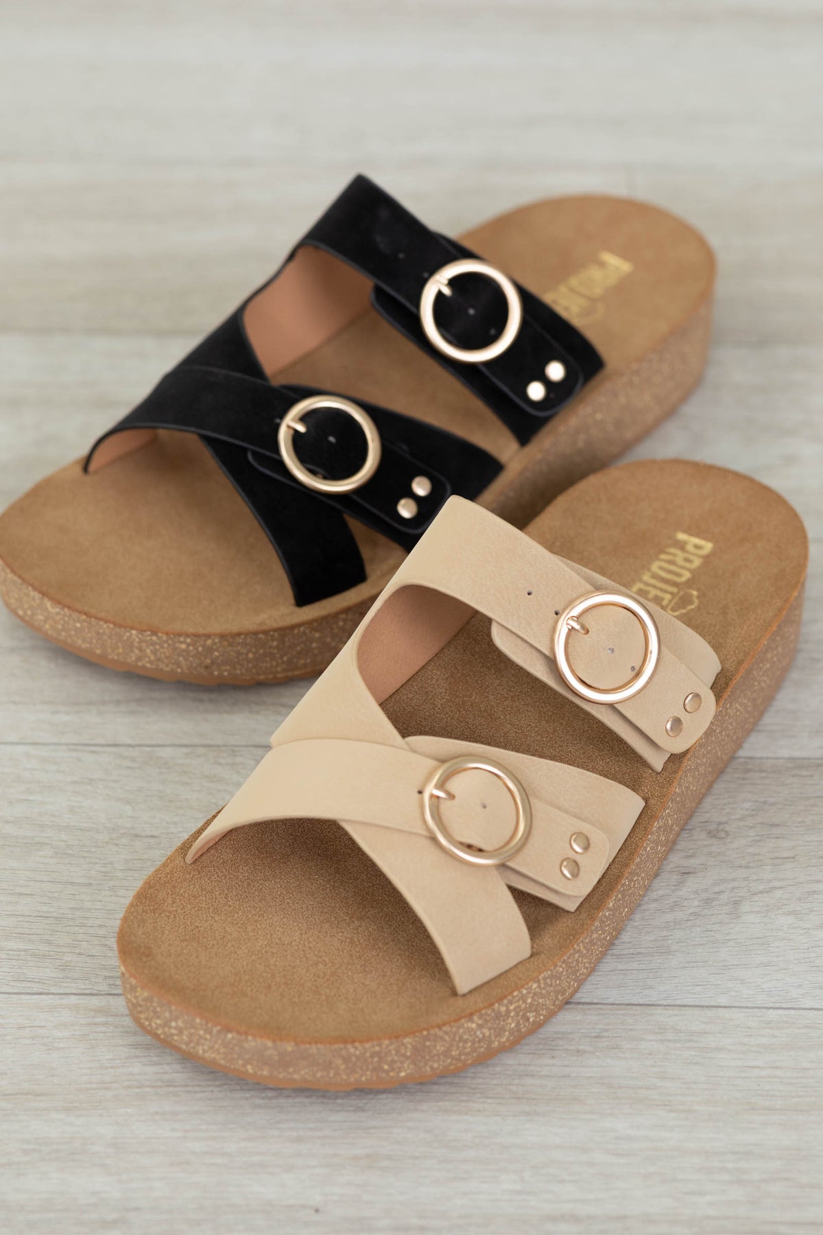 Studded Platform Sandals With Buckles