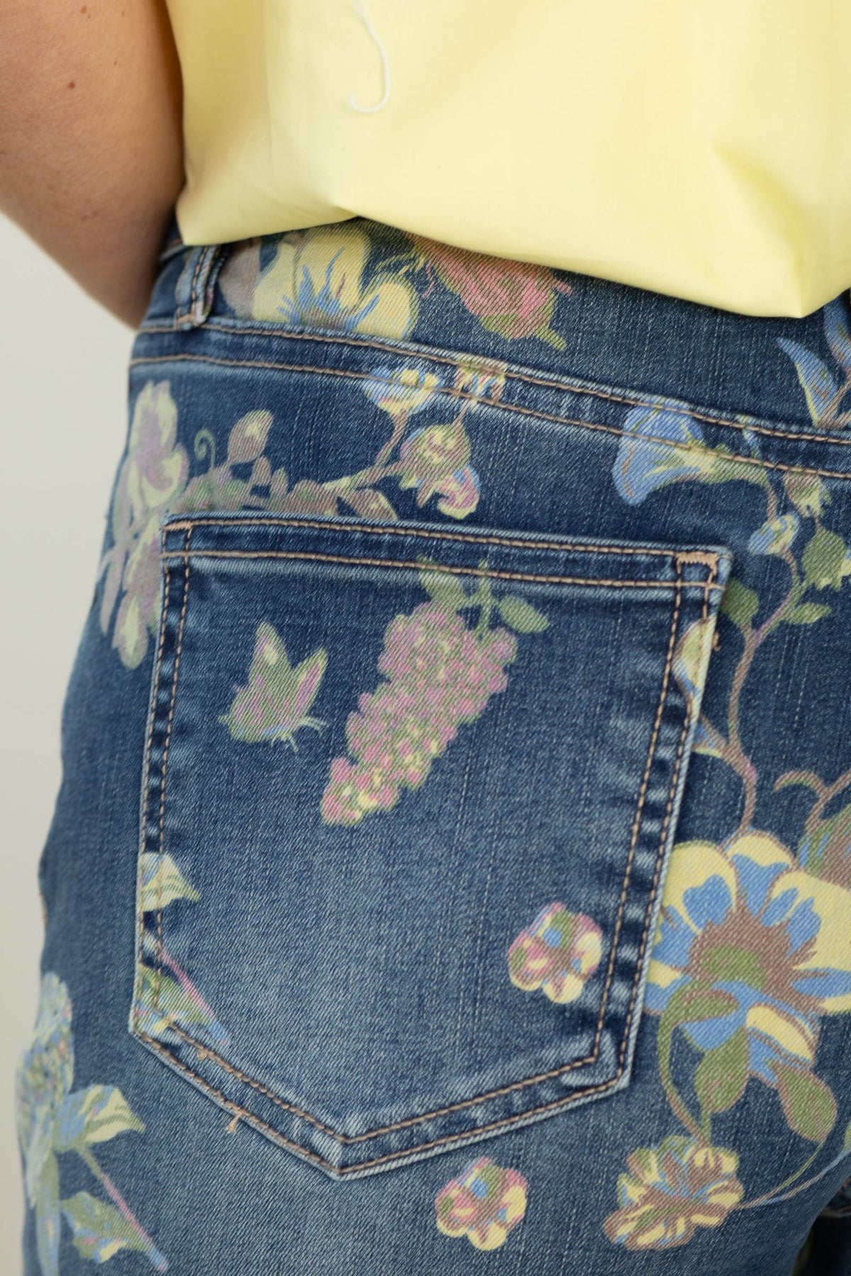 Mica Floral Blue High Rise Wide Leg Jeans
