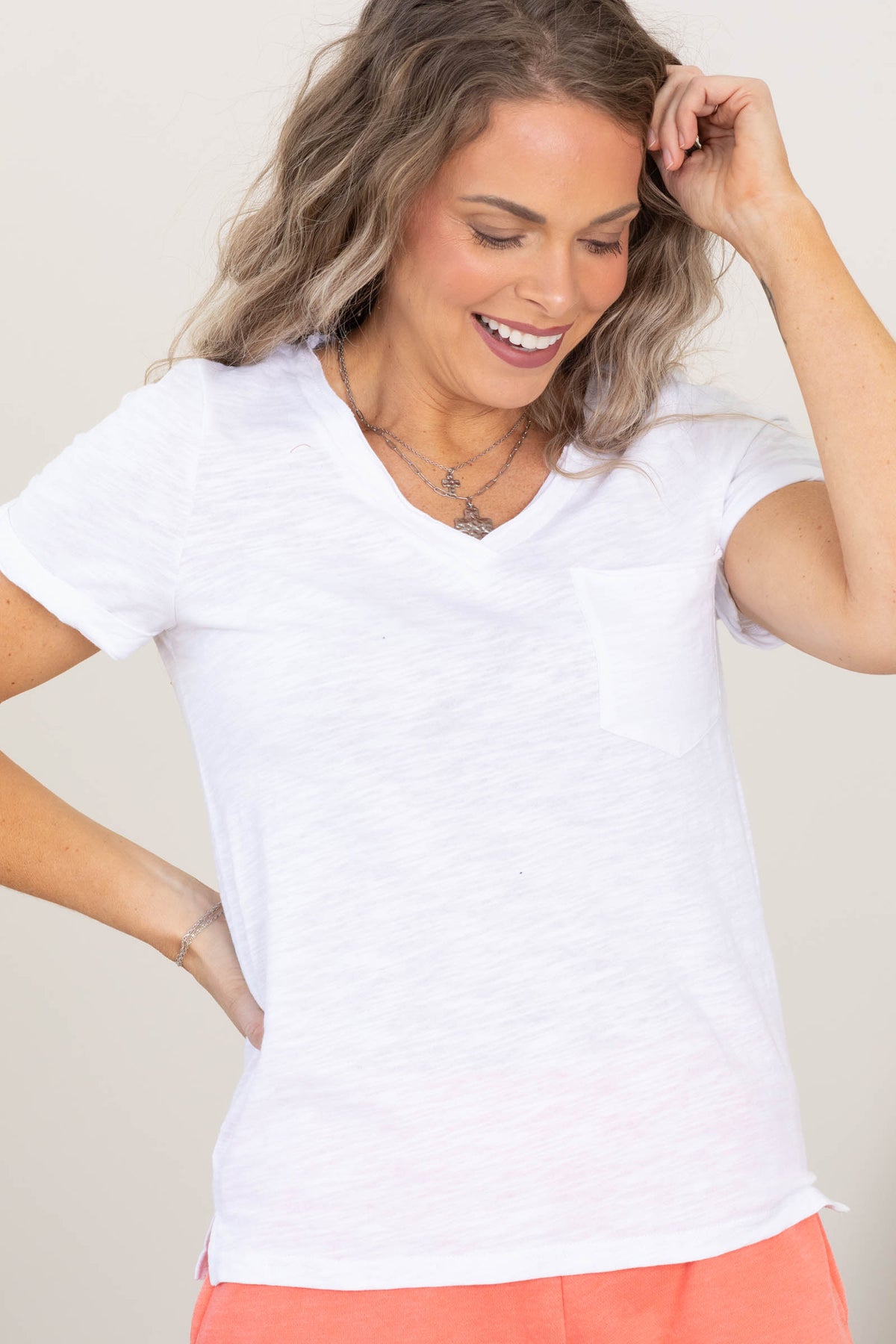 Raw Edged Basic Slub Knit Tops