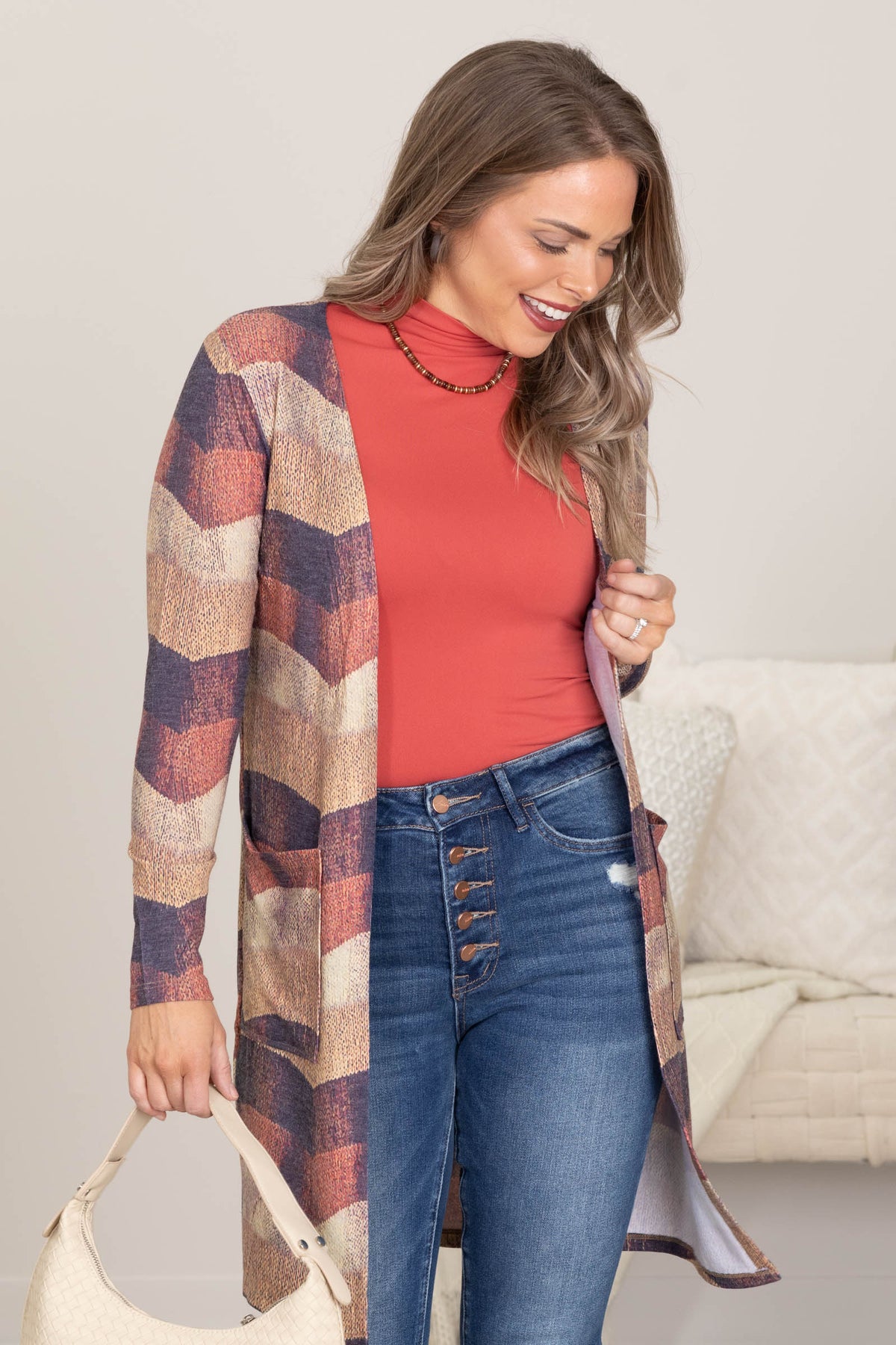Mocha Fall Stripe Cardigan