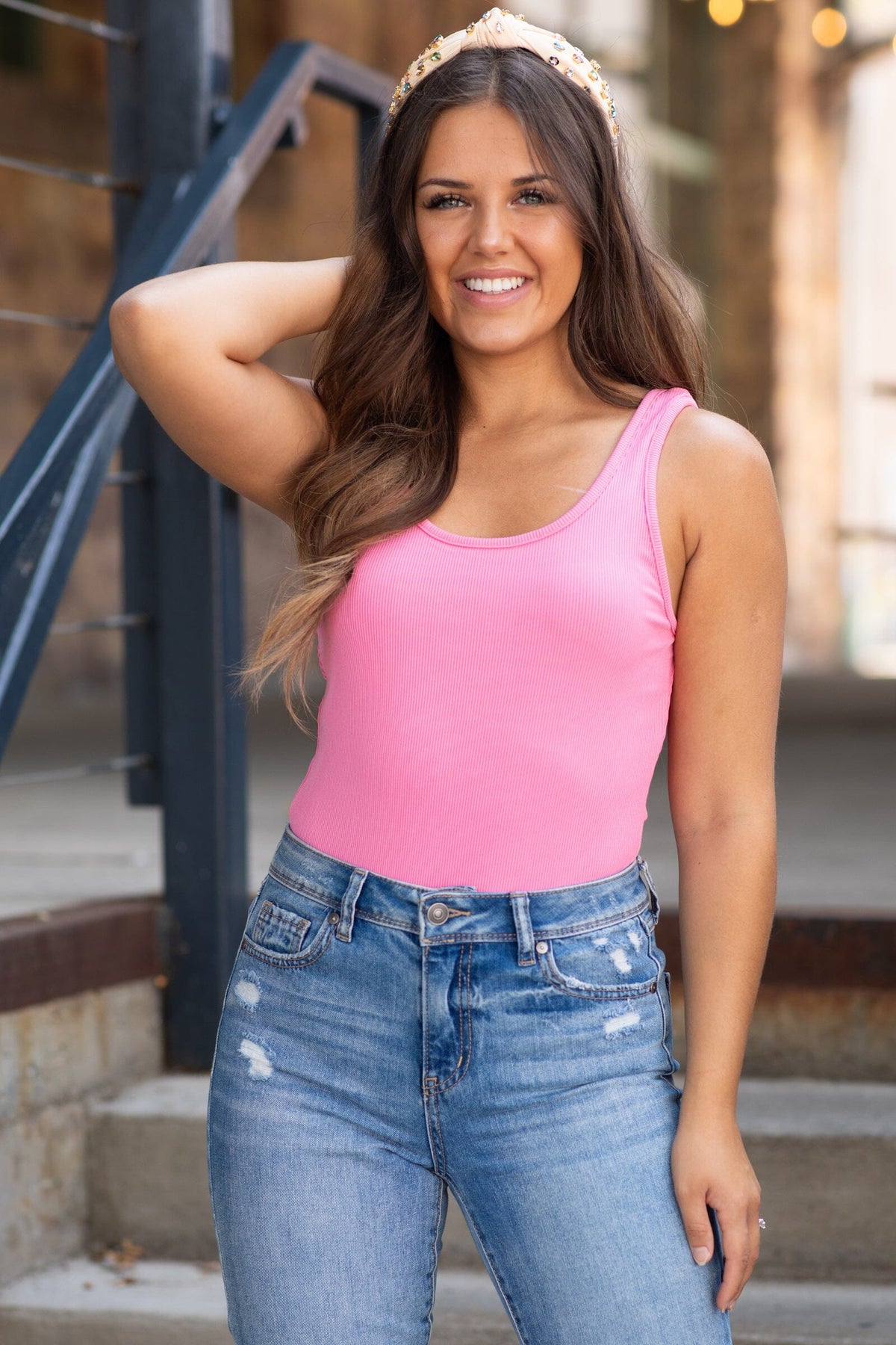 Pink Round Neck Bodysuit - Filly Flair