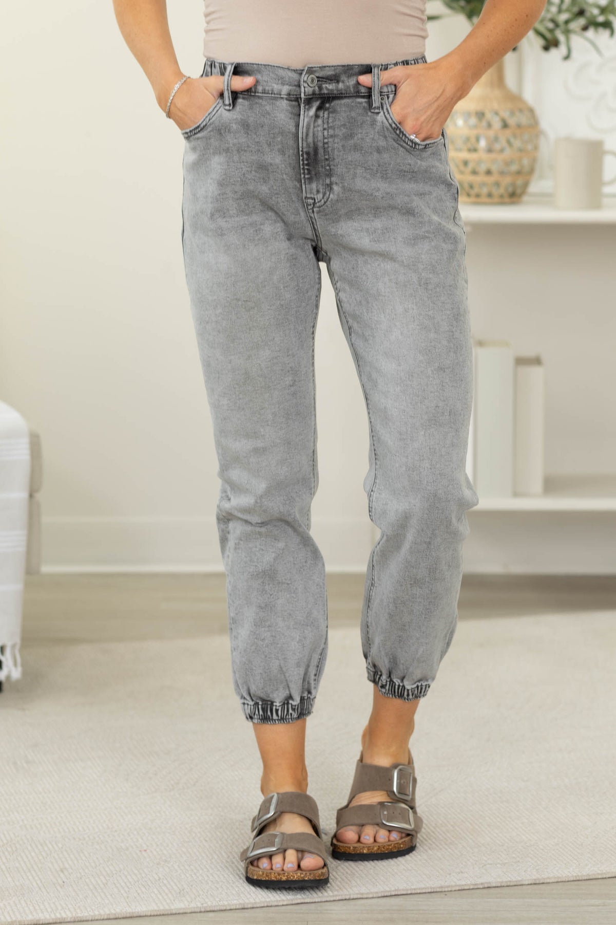Mica Vintage Grey Washed Jogger Jeans