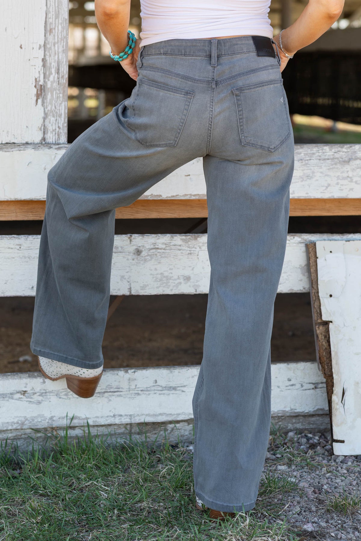 Hidden Grey Stretch Mid Rise Dad Jean